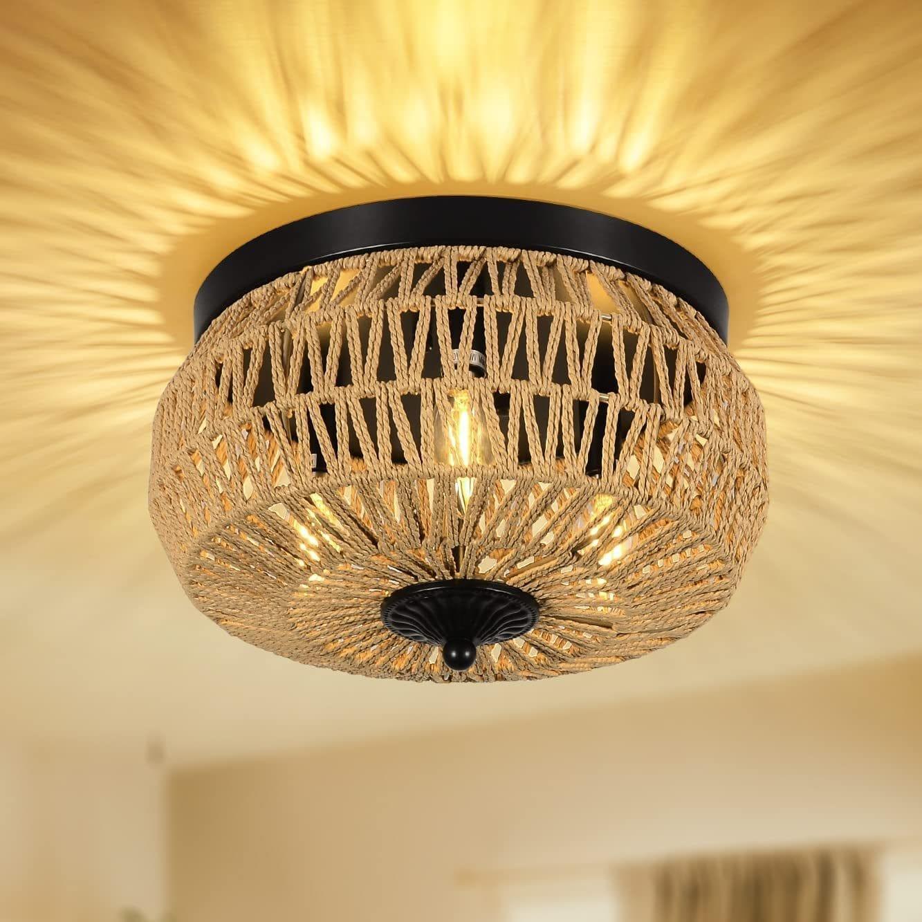 Shop 3-Lights Rattan Flush Mount Light Mademoiselle Home Decor