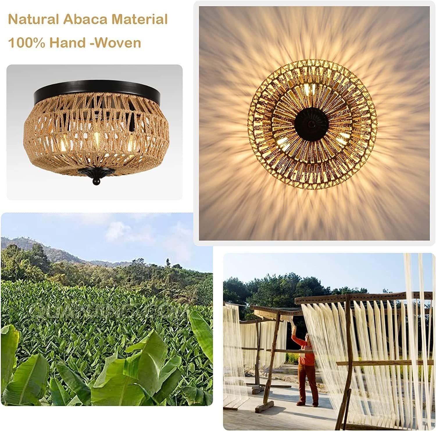 Shop 3-Lights Rattan Flush Mount Light Mademoiselle Home Decor