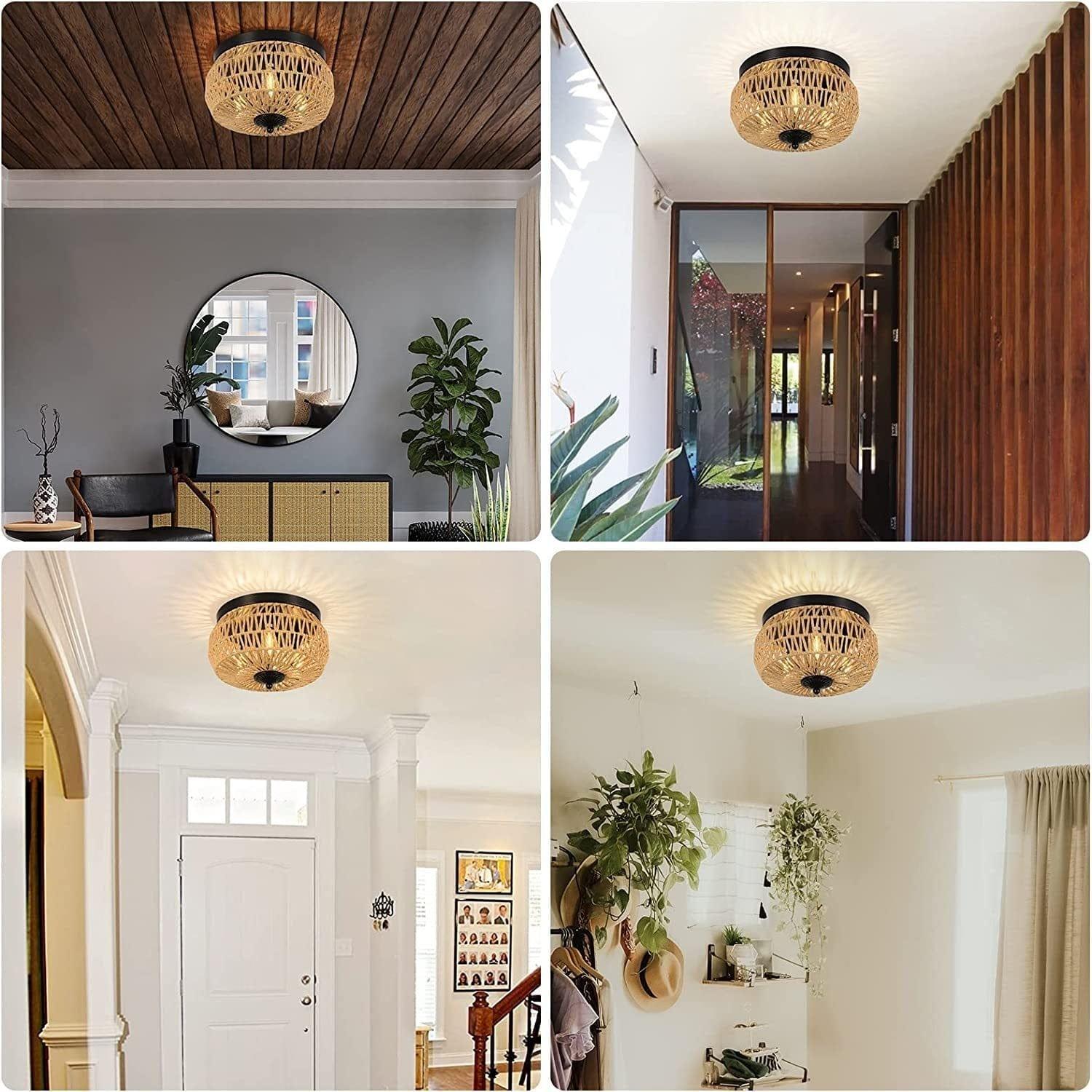Shop 3-Lights Rattan Flush Mount Light Mademoiselle Home Decor