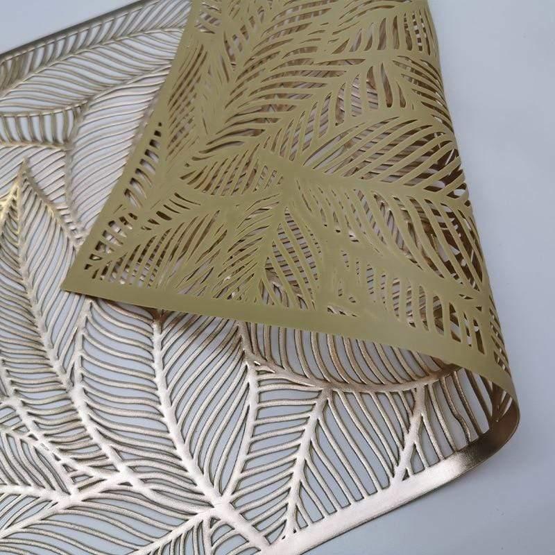 Shop 0 6/4pcs Rectangular Leaves Gilded Insulated Placemats High-end Hotel Restaurant Dining Table mat Decoration Hollowed-out Placemat Mademoiselle Home Decor