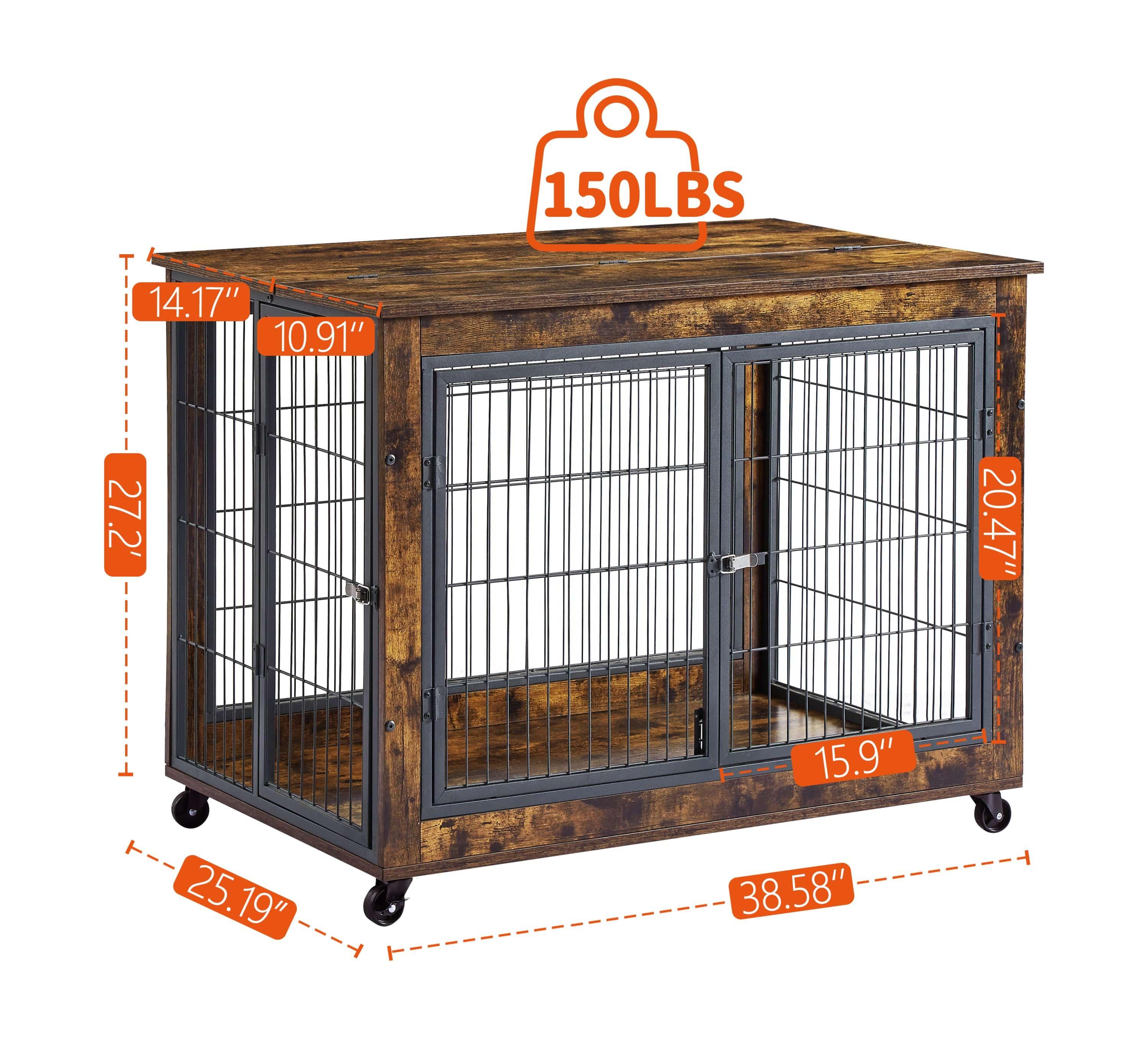 Shop JHX Furniture Dog Cage Crate with Double Doors(Rustic Brown,38.58''W*25.2''D*27.17''H) Mademoiselle Home Decor