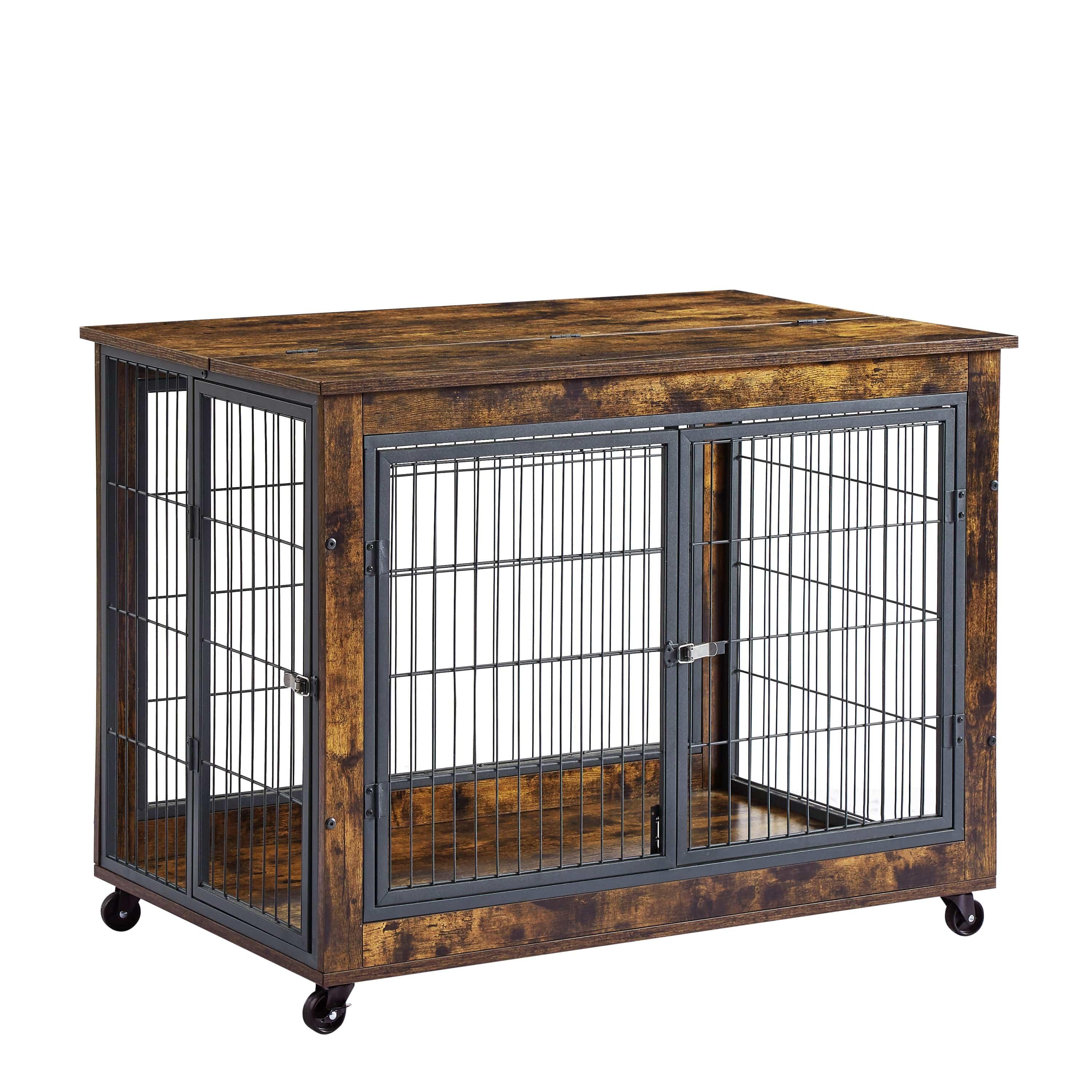 Shop JHX Furniture Dog Cage Crate with Double Doors(Rustic Brown,38.58''W*25.2''D*27.17''H) Mademoiselle Home Decor