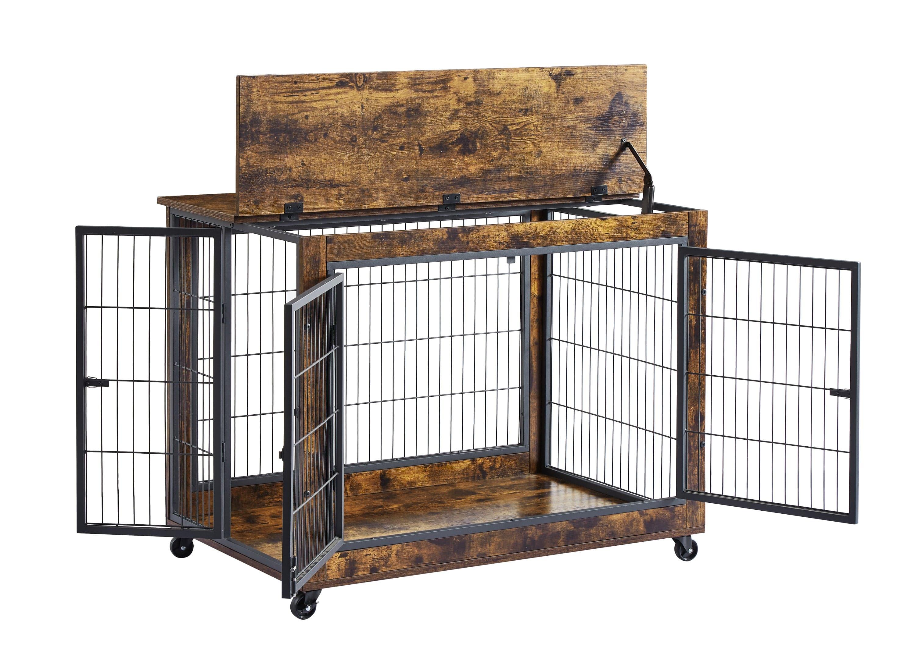Shop JHX Furniture Dog Cage Crate with Double Doors(Rustic Brown,38.58''W*25.2''D*27.17''H) Mademoiselle Home Decor