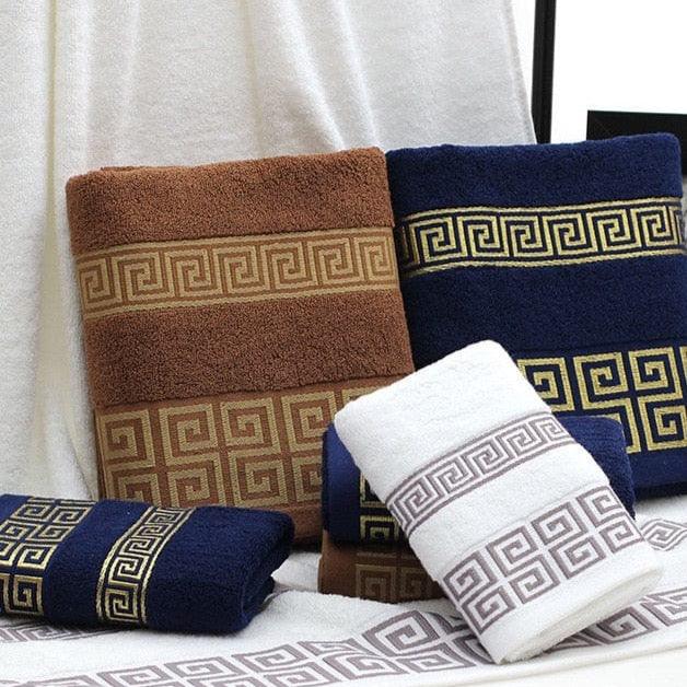 Shop 0 White / 34x70cm Towel 100% Cotton Towel Set Bathroom Geometric Pattern Bath Towel For Adults Face Hand Towels Terry Washcloth Travel Sport Towel Mademoiselle Home Decor