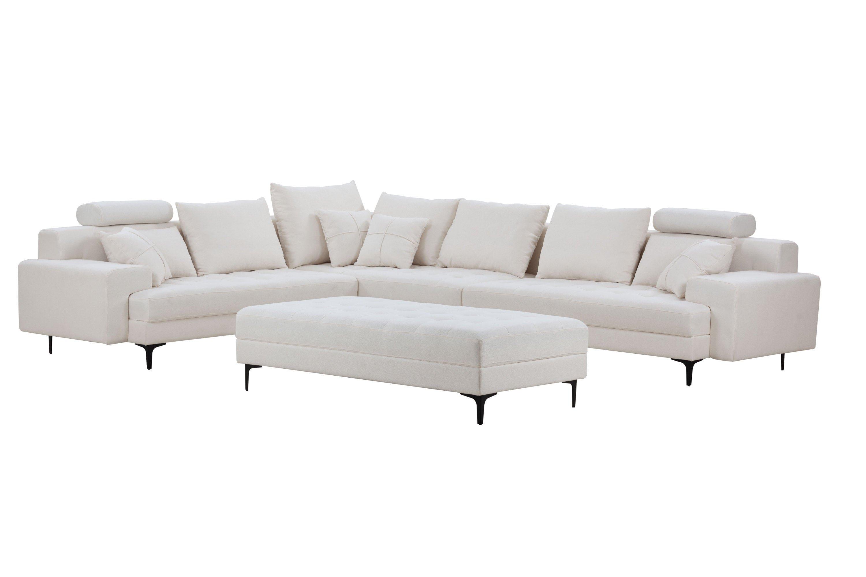 Shop Sectional Sofa Couch,144'' Wide Reversible L-Shaped Sofa Couch Set with Ottoman for Living Room Apartment Home Hotel Mademoiselle Home Decor