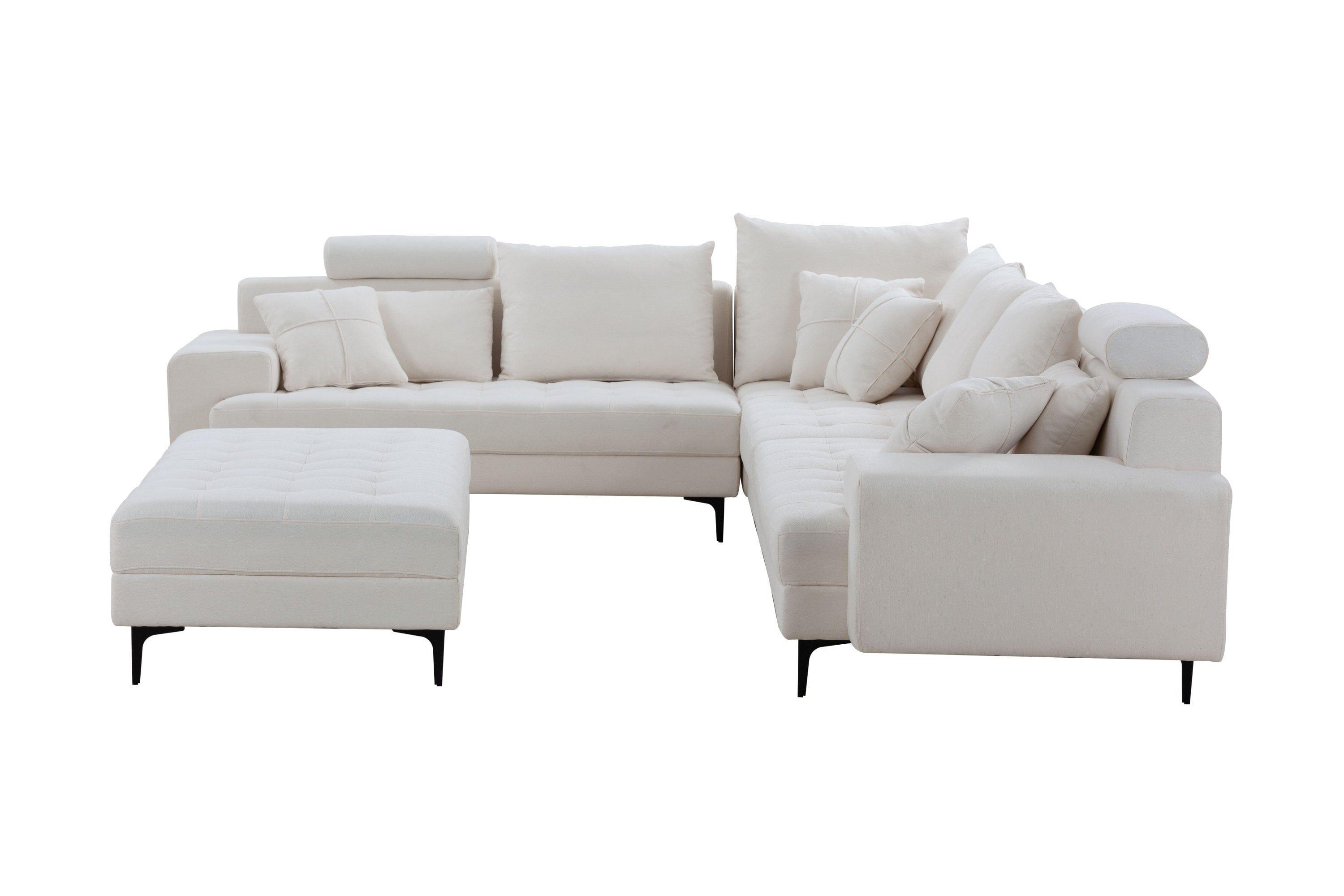 Shop Sectional Sofa Couch,144'' Wide Reversible L-Shaped Sofa Couch Set with Ottoman for Living Room Apartment Home Hotel Mademoiselle Home Decor