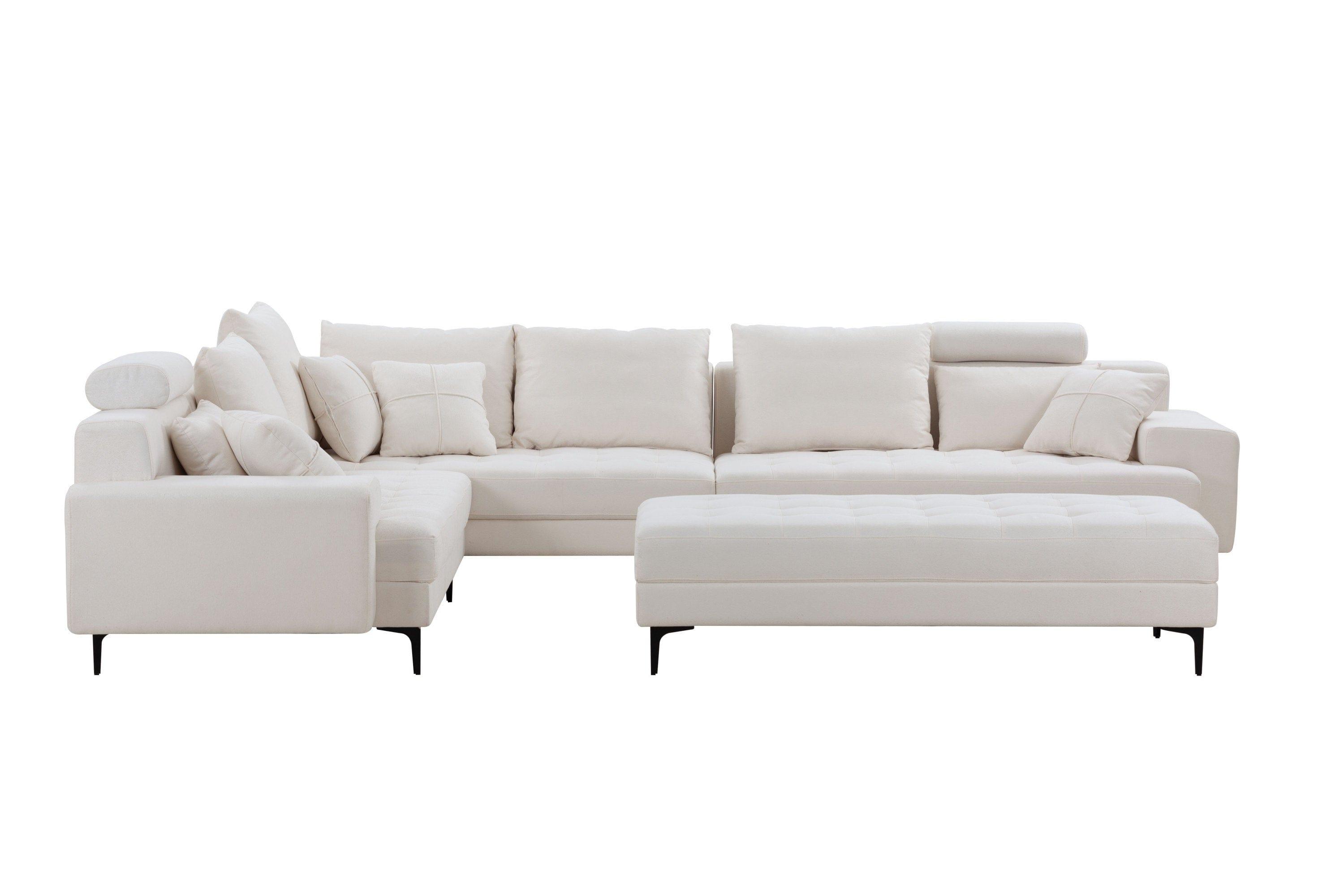Shop Sectional Sofa Couch,144'' Wide Reversible L-Shaped Sofa Couch Set with Ottoman for Living Room Apartment Home Hotel Mademoiselle Home Decor
