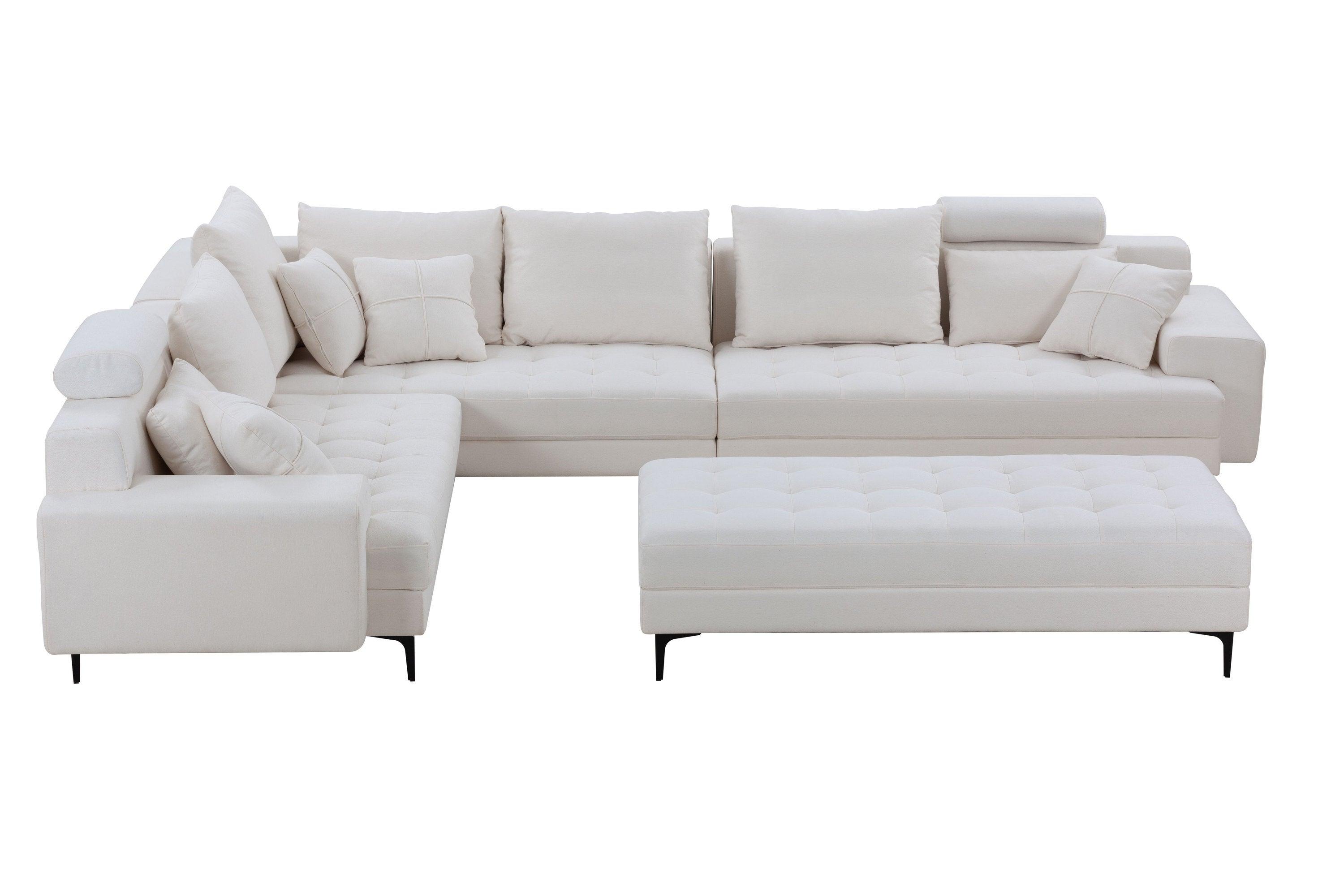 Shop Sectional Sofa Couch,144'' Wide Reversible L-Shaped Sofa Couch Set with Ottoman for Living Room Apartment Home Hotel Mademoiselle Home Decor