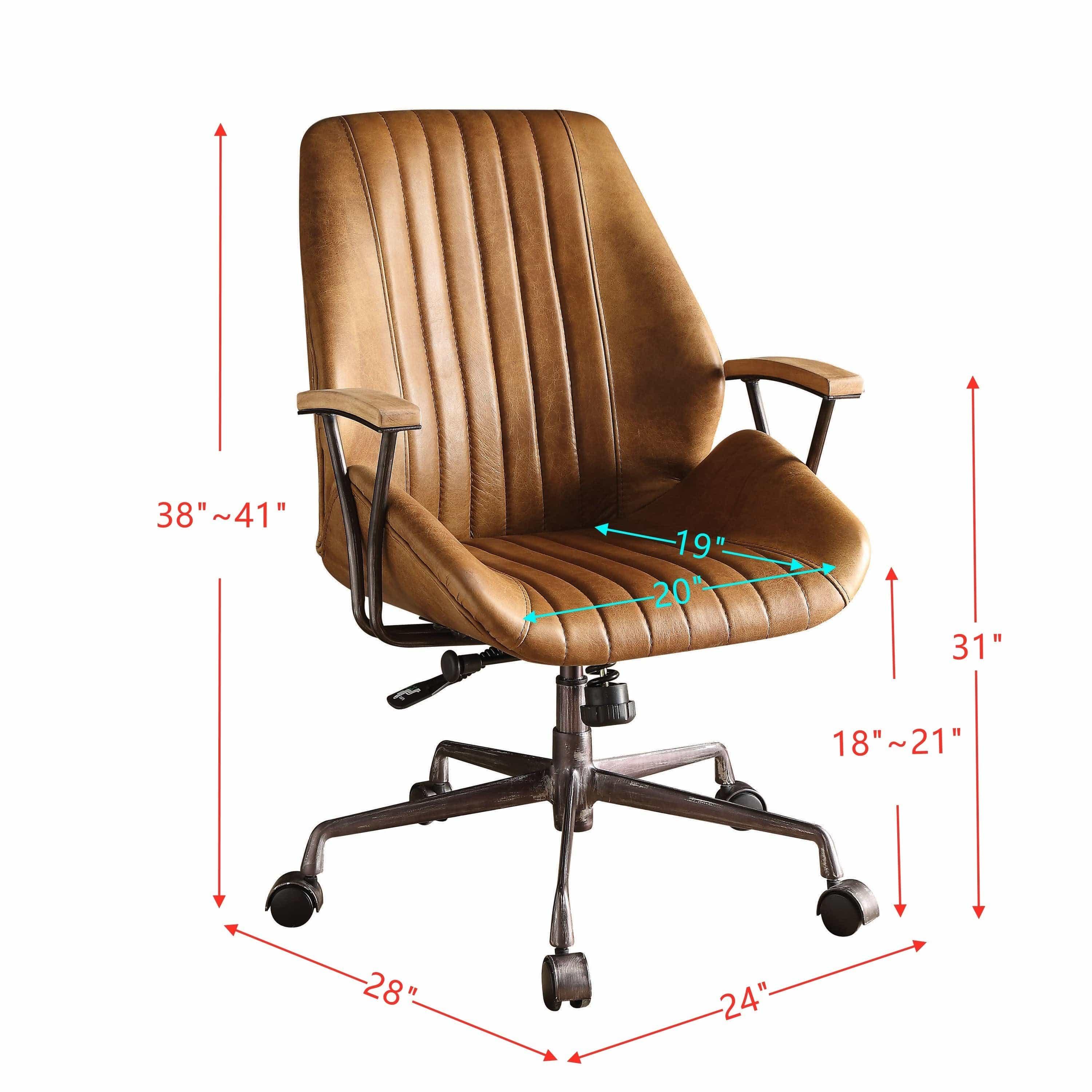Shop ACME Hamilton Office Chair in Coffee Top Grain Leather 92412 Mademoiselle Home Decor