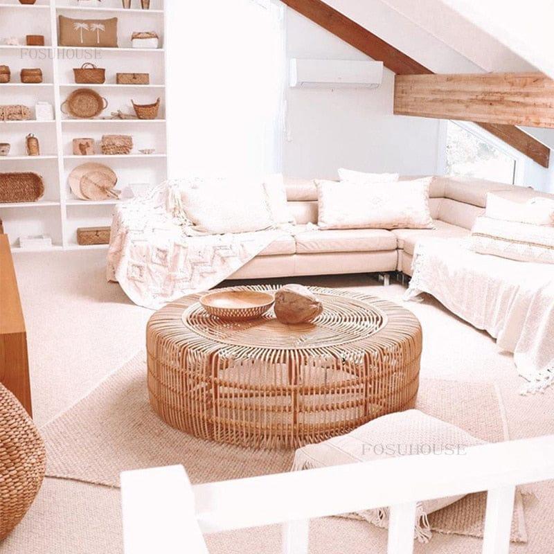 Shop 0 Japanese Rattan Living Room Furniture Coffee Table Small Apartment Restaurant Side Tables Homestay Balcony Sofa Round Tea Table Mademoiselle Home Decor