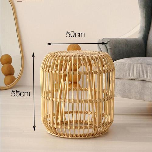 Shop 0 pure 50x55CM Japanese Rattan Living Room Furniture Coffee Table Small Apartment Restaurant Side Tables Homestay Balcony Sofa Round Tea Table Mademoiselle Home Decor