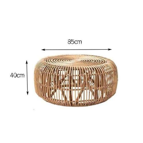 Shop 0 pure 85x40CM Japanese Rattan Living Room Furniture Coffee Table Small Apartment Restaurant Side Tables Homestay Balcony Sofa Round Tea Table Mademoiselle Home Decor