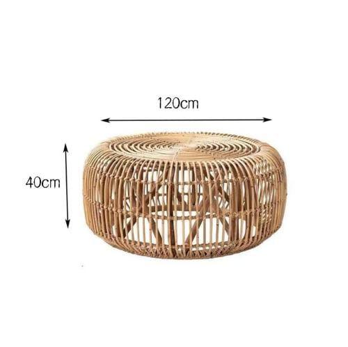 Shop 0 pure 120x40CM Japanese Rattan Living Room Furniture Coffee Table Small Apartment Restaurant Side Tables Homestay Balcony Sofa Round Tea Table Mademoiselle Home Decor