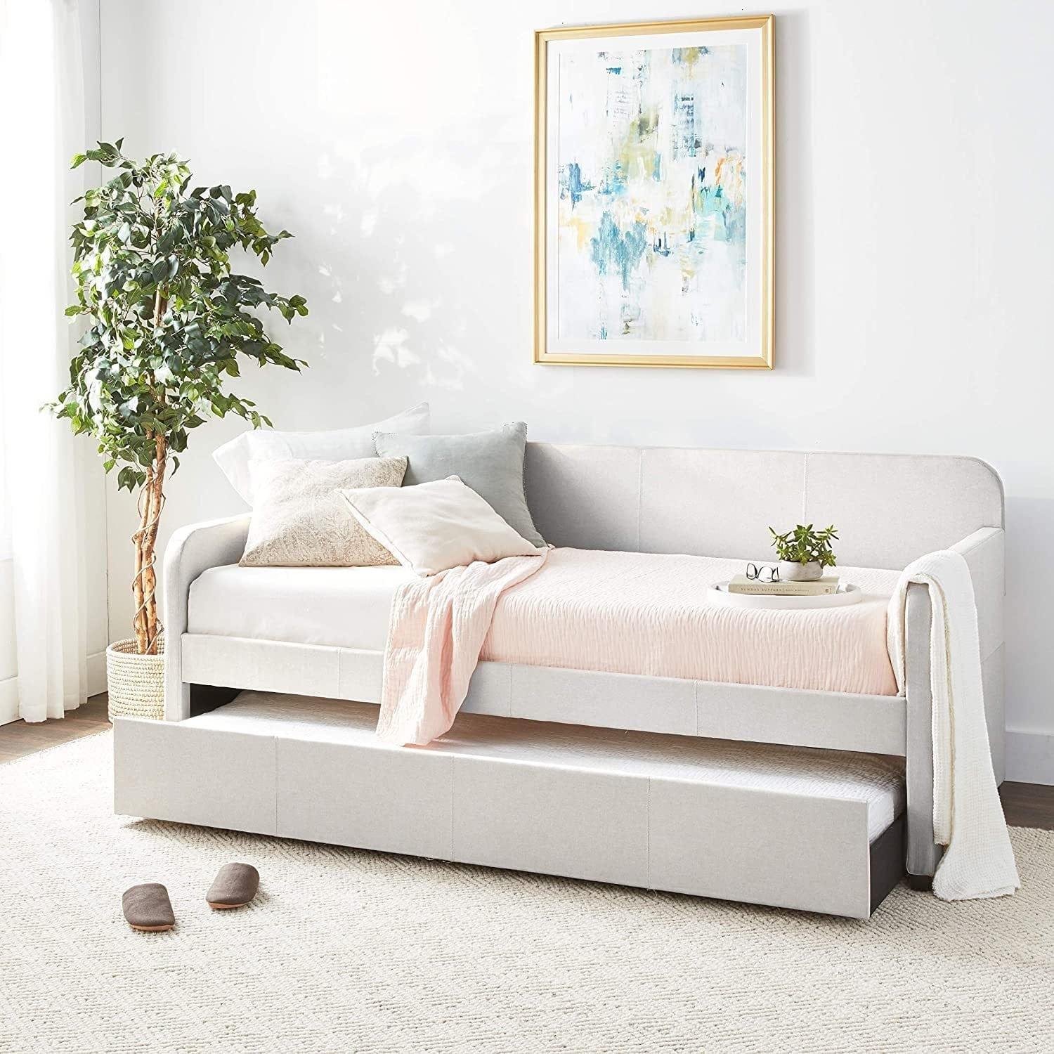 Shop ACME Jagger Daybed & Trundle (Twin Size) in Fog Fabric 39190 Mademoiselle Home Decor