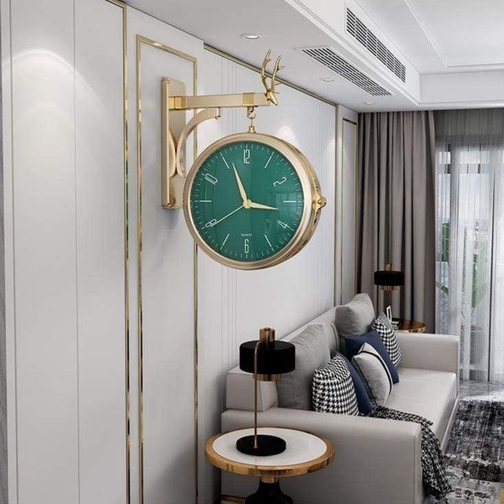 Shop 0 MEISD Resin 3D Wall Clock Hanging Retro Double Side Rotating Wall Watch Deer Design Decoration Living Room Horloge Free Shipping Mademoiselle Home Decor