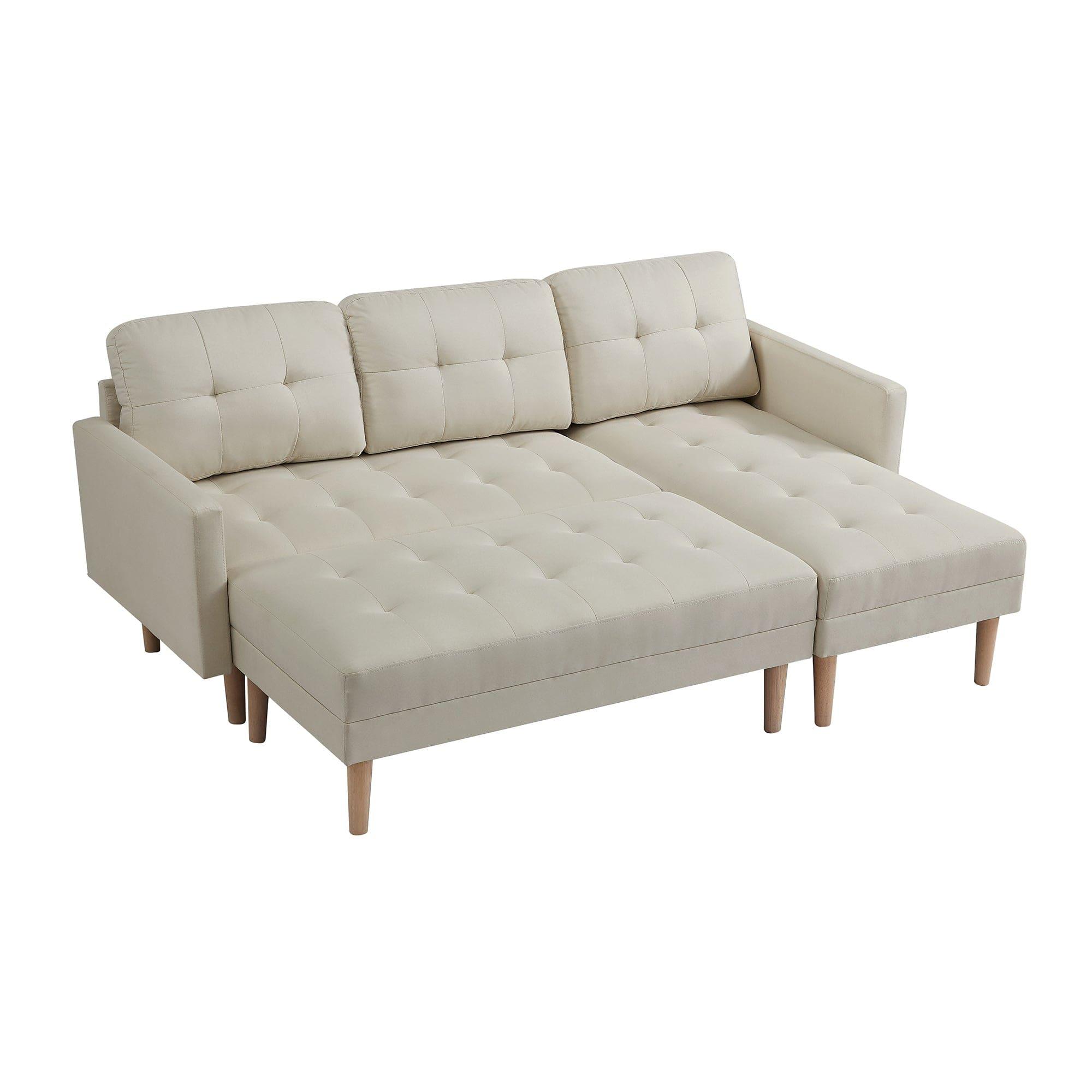 Shop Beige Sectional Sofa Bed , L-shape Sofa Chaise Lounge with Ottoman Bench Mademoiselle Home Decor