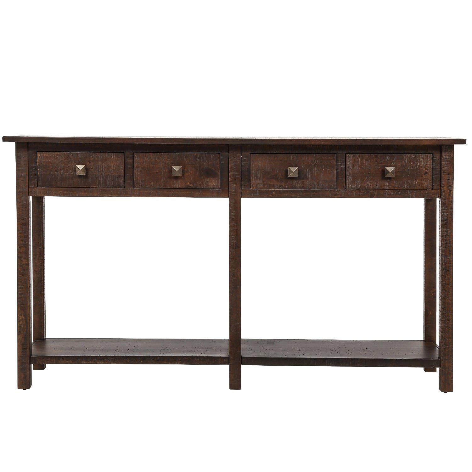 Shop TREXM Rustic Brushed Texture Entryway Table Console Table with Drawer and Bottom Shelf for Living Room(Espresso) Mademoiselle Home Decor