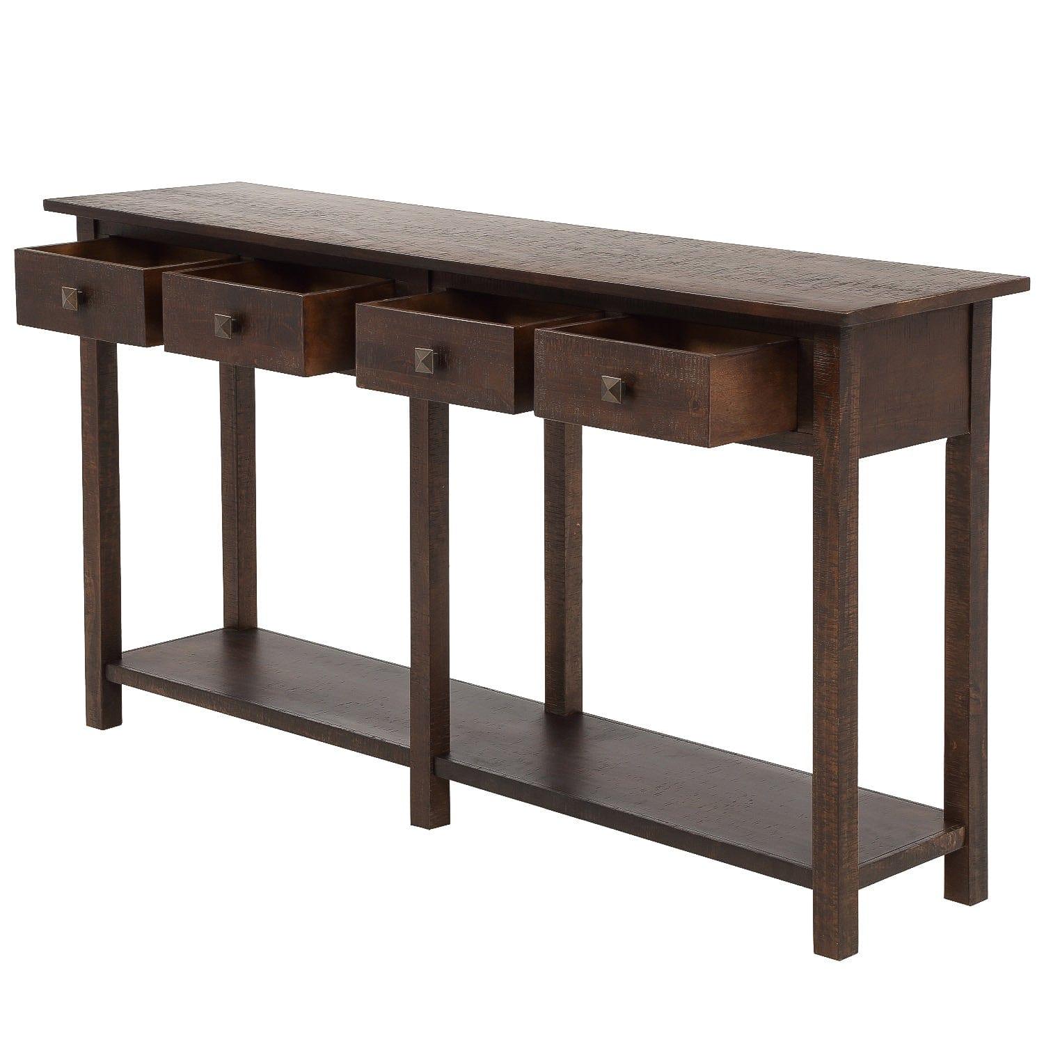 Shop TREXM Rustic Brushed Texture Entryway Table Console Table with Drawer and Bottom Shelf for Living Room(Espresso) Mademoiselle Home Decor