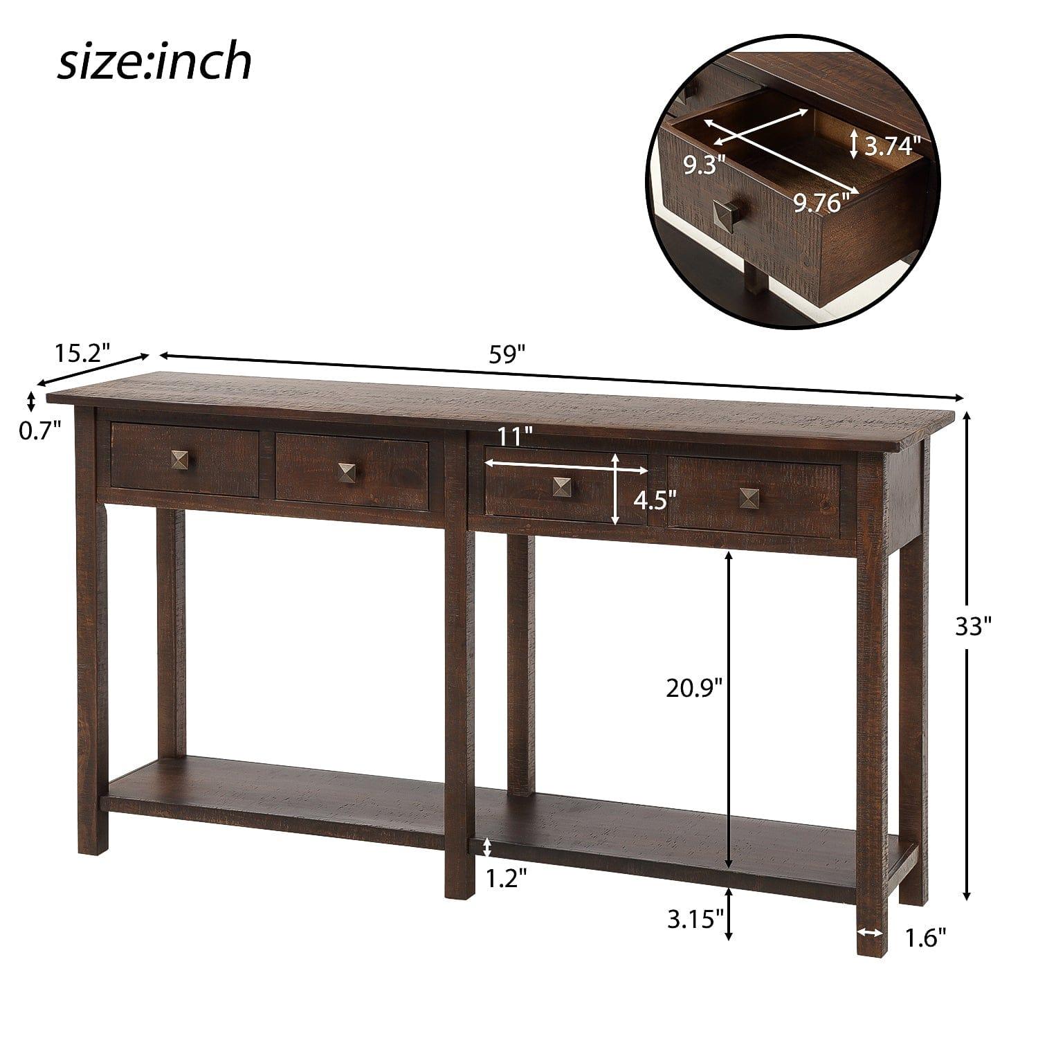 Shop TREXM Rustic Brushed Texture Entryway Table Console Table with Drawer and Bottom Shelf for Living Room(Espresso) Mademoiselle Home Decor