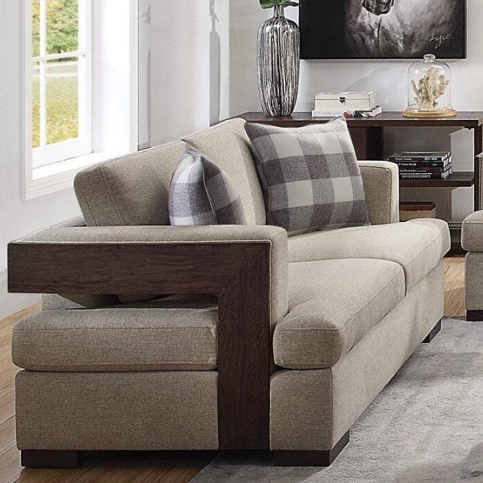 Shop ACME Niamey Loveseat w/2 Pillows, Fabric & Walnut 54851 Mademoiselle Home Decor