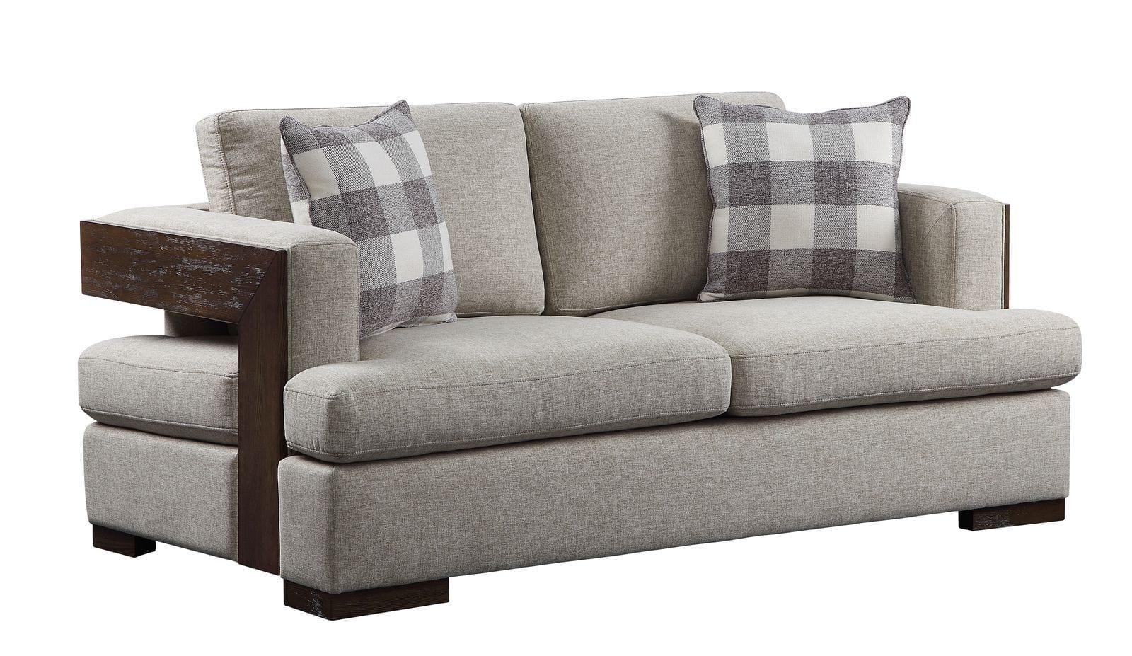 Shop ACME Niamey Loveseat w/2 Pillows, Fabric & Walnut 54851 Mademoiselle Home Decor