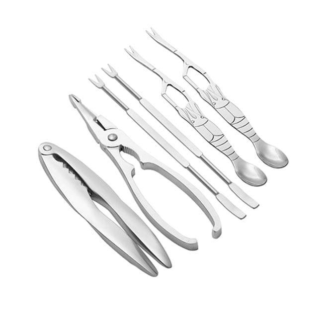 Shop 0 6PCS-A Seafood Tool Sets Crab Crackers Picks Spoons Set Stainless Steel Crab Peel Shrimp Tool Lobster Clamp Pliers Clip Pick Set Mademoiselle Home Decor