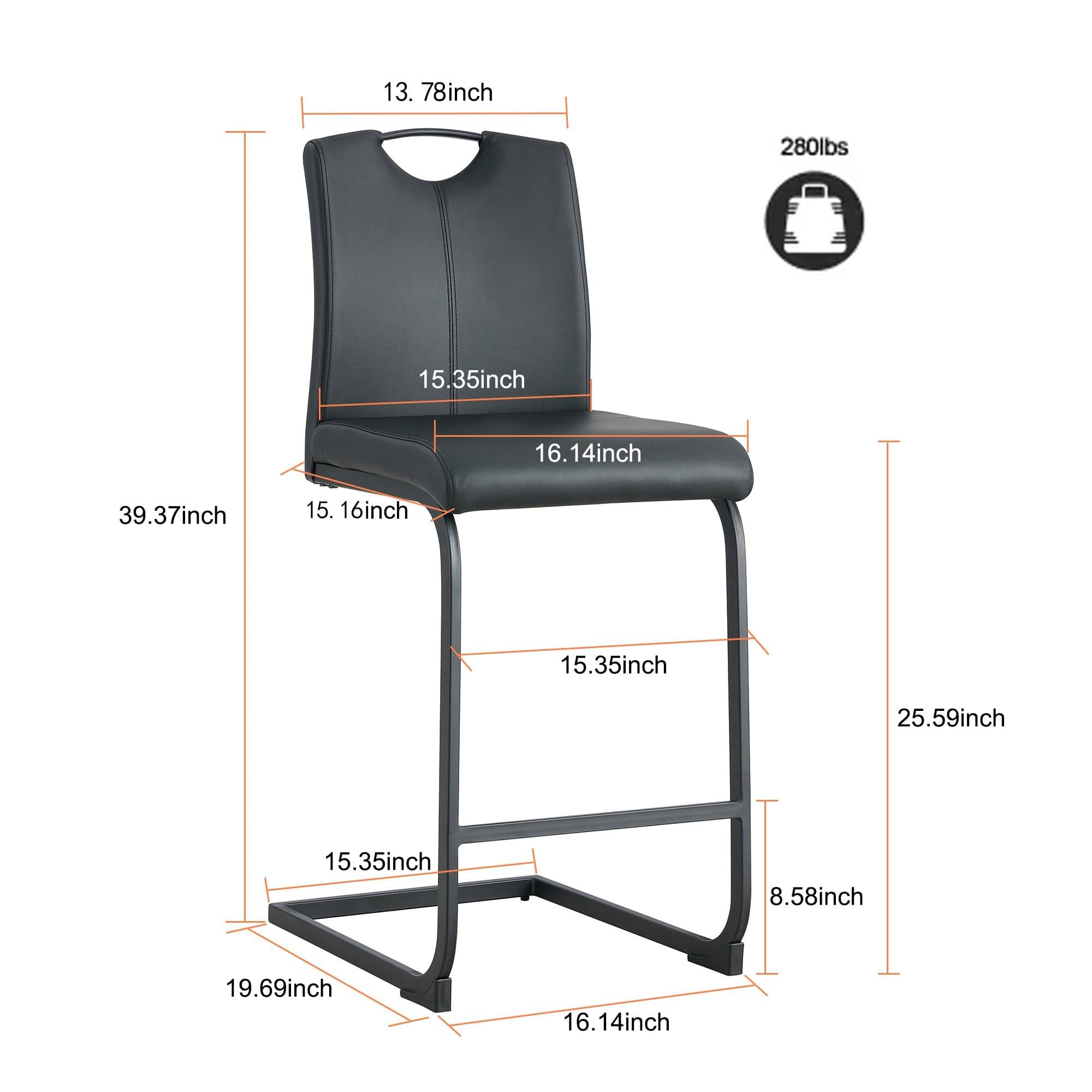 Shop Black PU Chair Barstool Dining Counter Height Chair Set of 2 Mademoiselle Home Decor