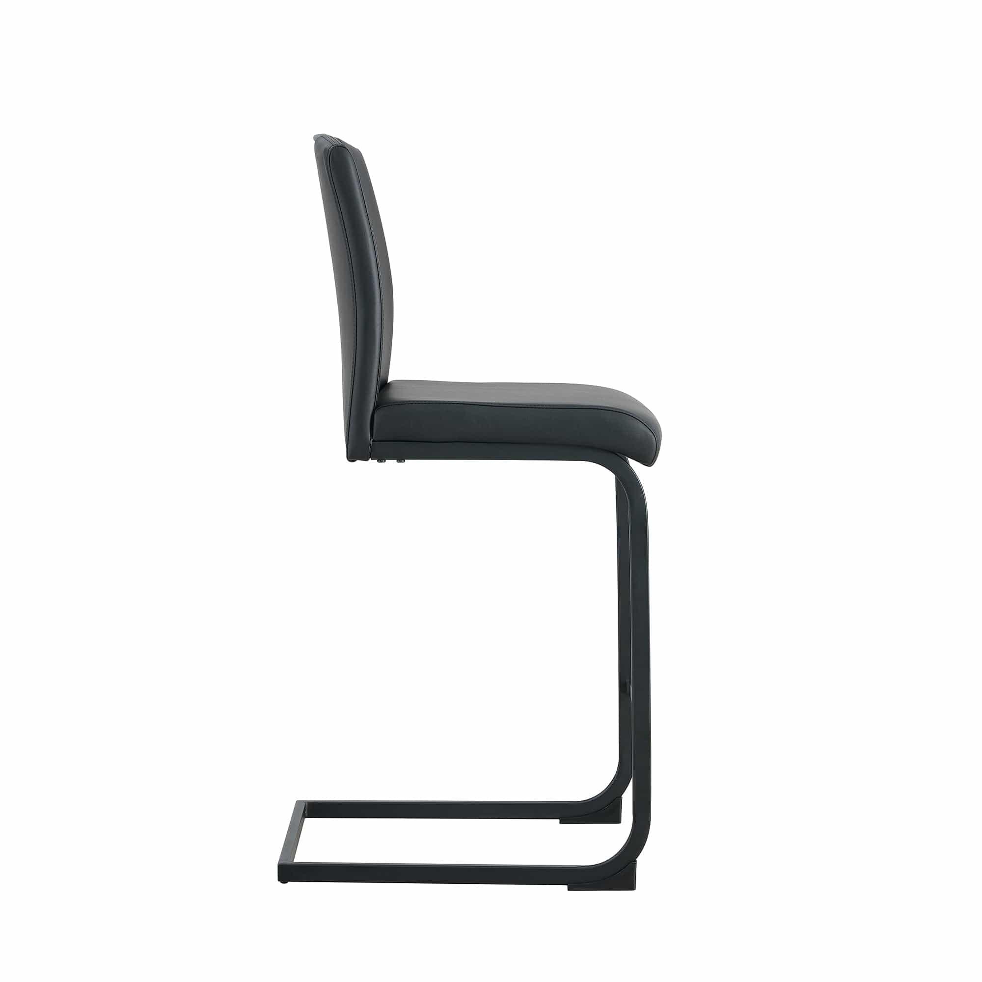 Shop Black PU Chair Barstool Dining Counter Height Chair Set of 2 Mademoiselle Home Decor