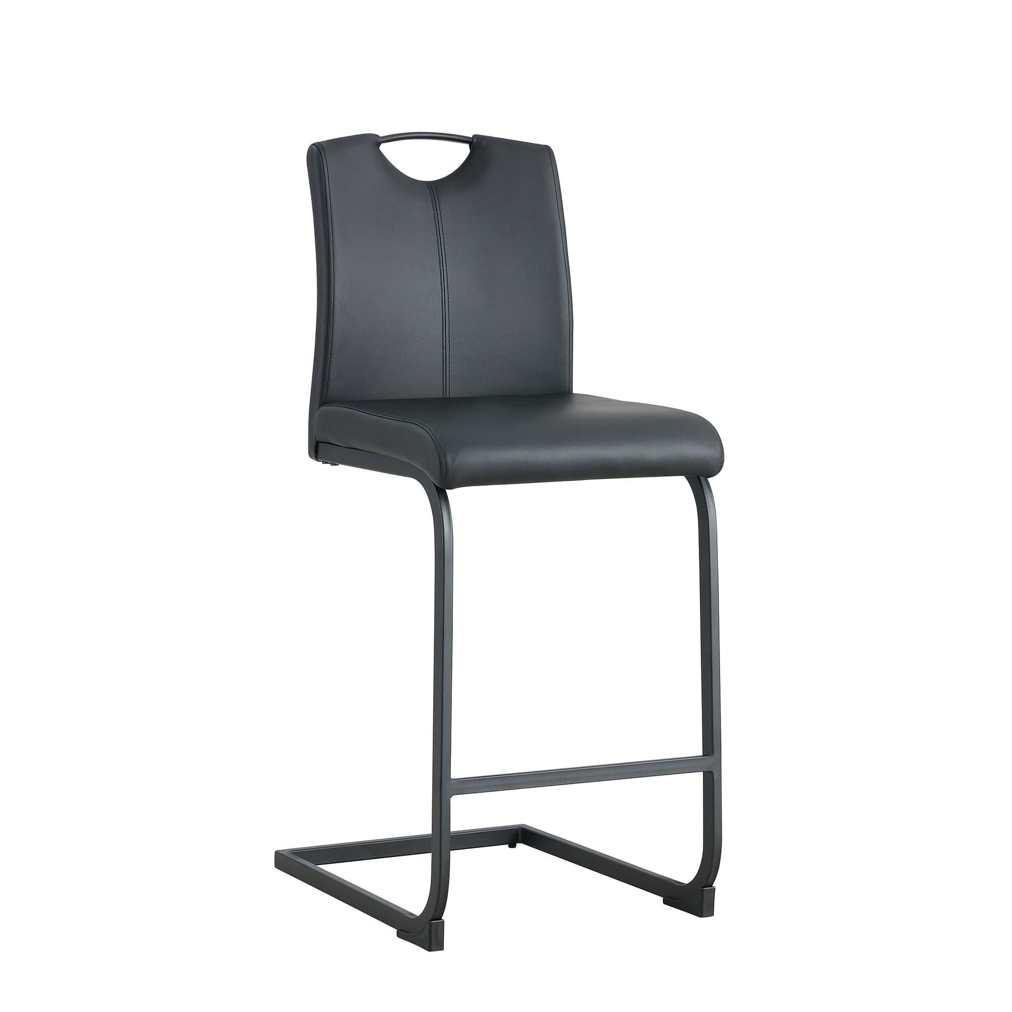 Shop Black PU Chair Barstool Dining Counter Height Chair Set of 2 Mademoiselle Home Decor