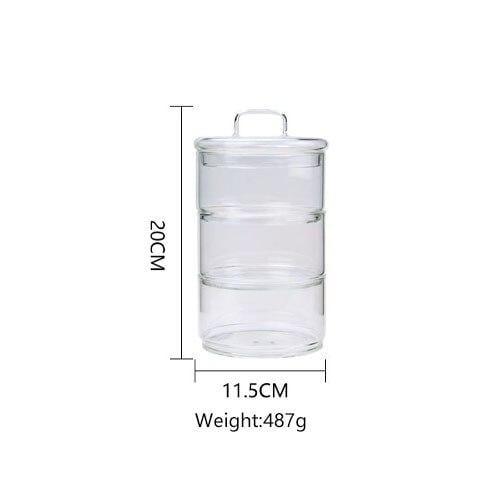 Shop 0 China / H Glass Food Storage Jar Sealed Moisture-Proof Multi-Grain Container Stacked Multi-Layer Kitchen Refrigerator Fruit Salad Bowl Mademoiselle Home Decor