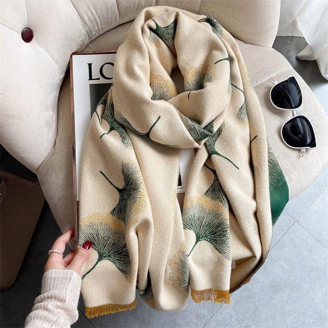 Shop 0 Autumn Winter Scarf Women Pashmina Shawls and Wraps Cashmere Blanket Warm Thick Stoles for Lady Outdoor Bufanda 2022 New Print Mademoiselle Home Decor