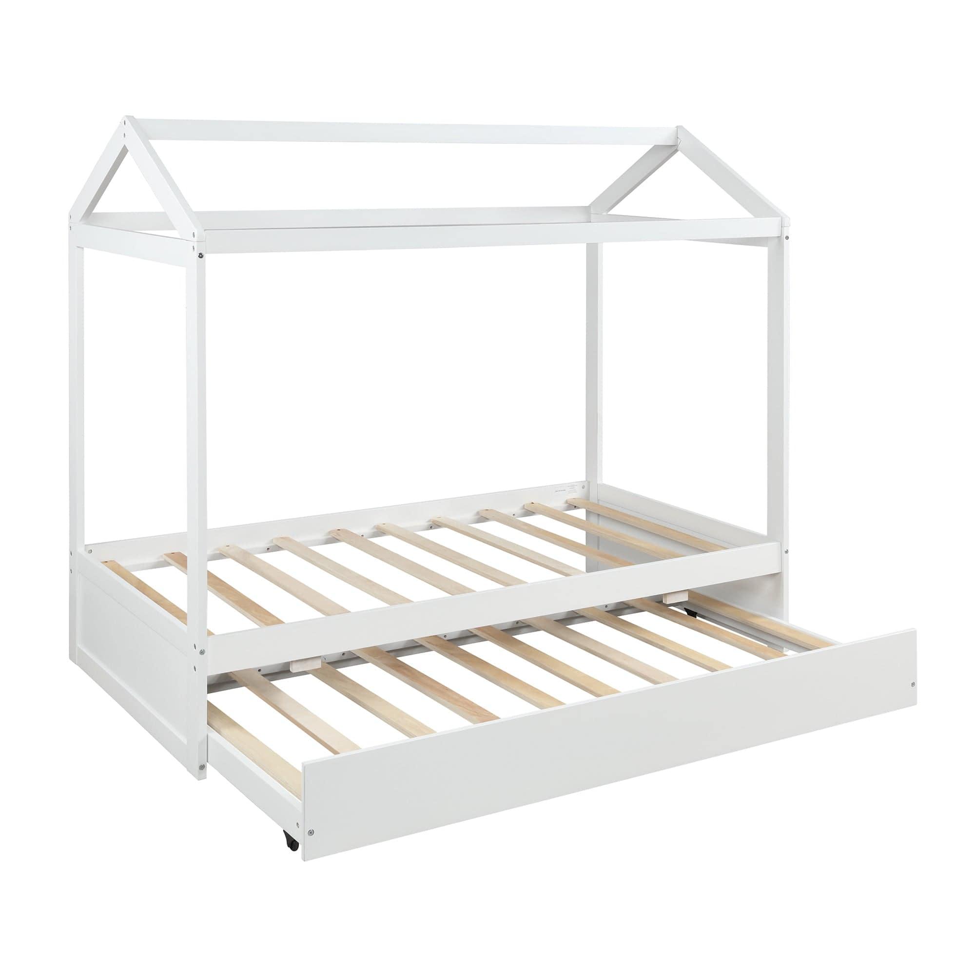 Shop House Bed with Trundle, can be Decorated,White(Old SKU:SM000103AAK) Mademoiselle Home Decor