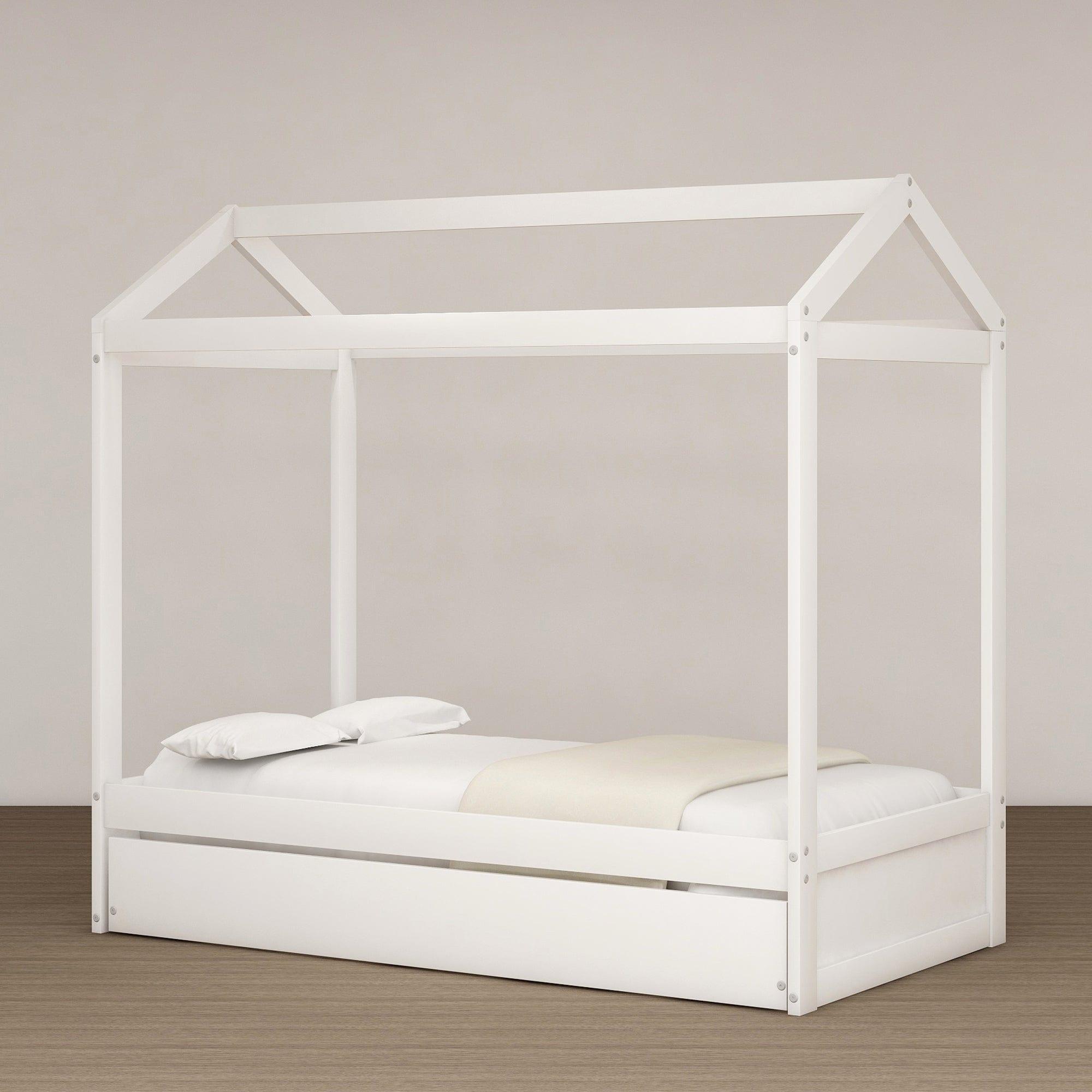 Shop House Bed with Trundle, can be Decorated,White(Old SKU:SM000103AAK) Mademoiselle Home Decor