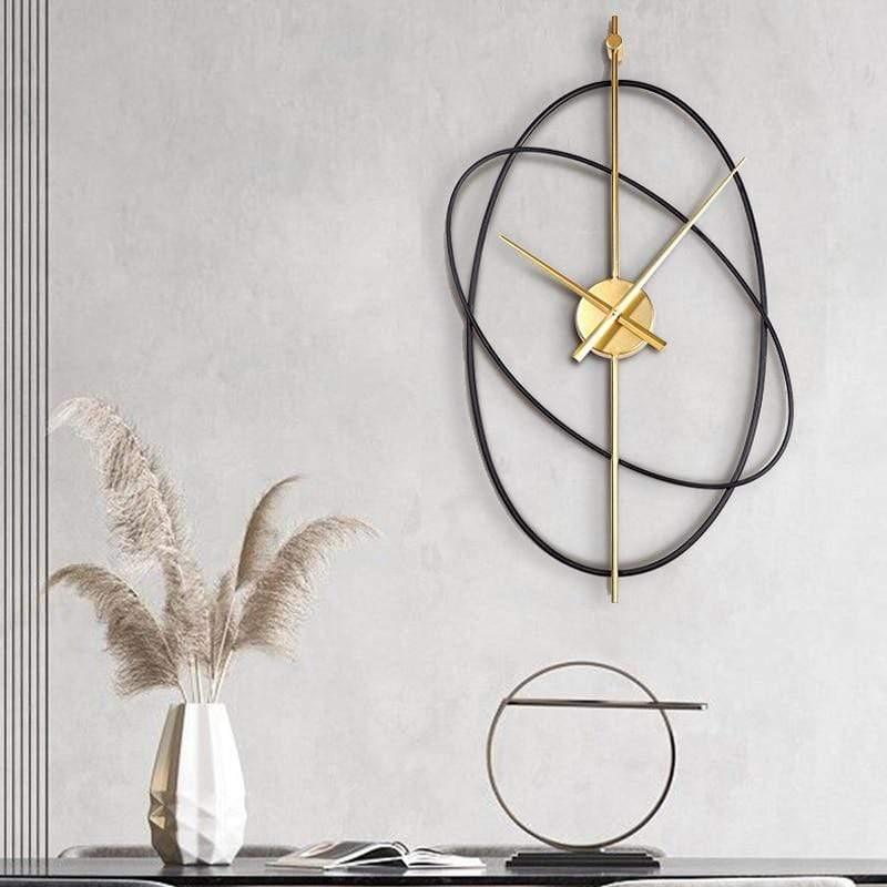 Shop 0 Large Iron Art Wall Clock Modern Design for Kitchen Decor Minimalist Style Creative Oval Metal Hanging Clock Home Decor Mademoiselle Home Decor