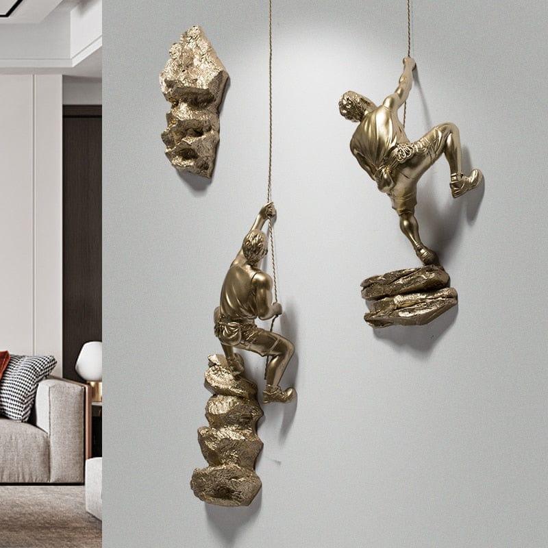 Shop 0 3D Wall Decor Art Hanging Resin Climbing Man Mount Pendant Industrial Style Iron Wire Decoration Sculpture Figures Statue Gift Mademoiselle Home Decor
