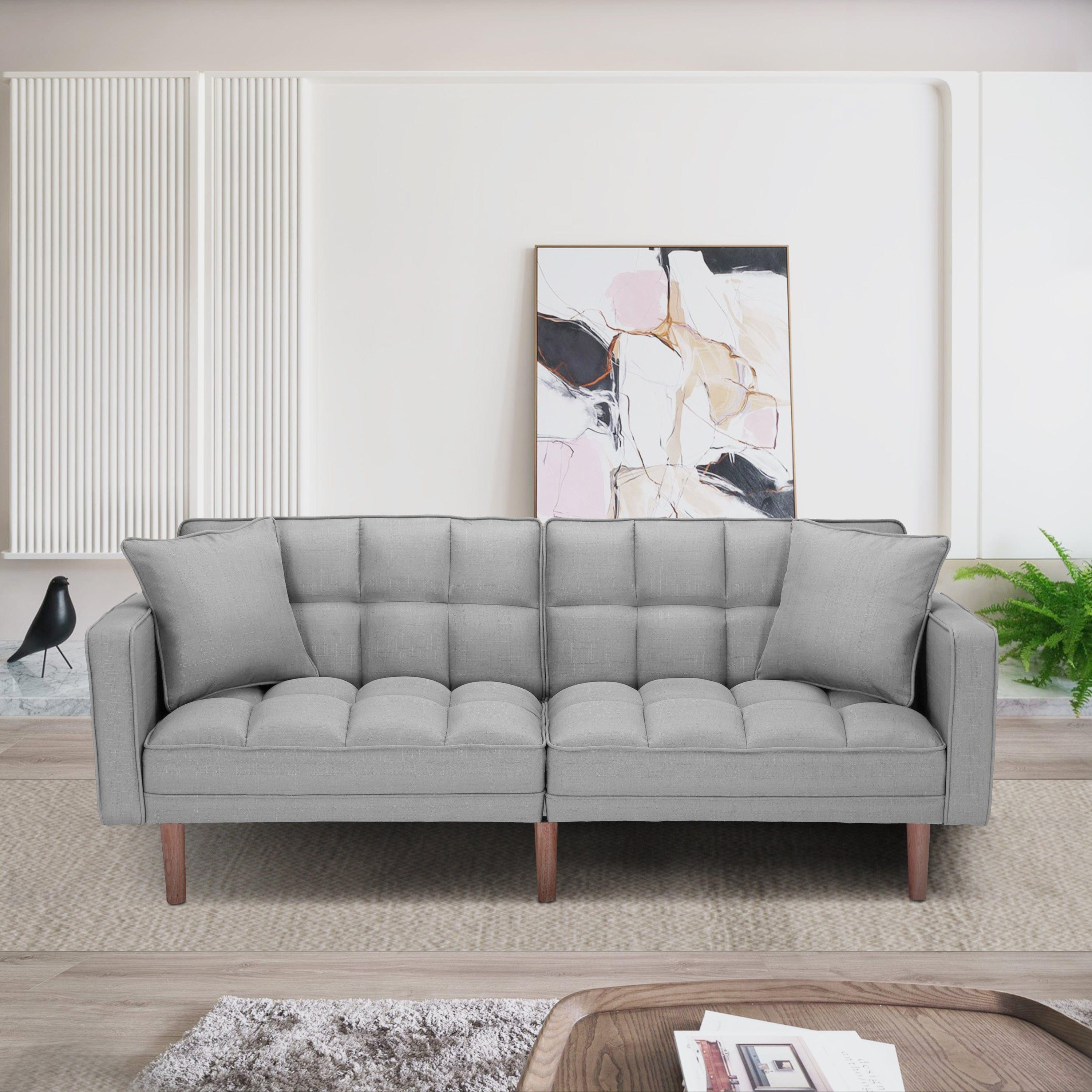 Shop FUTON SLEEPER SOFA WITH 2 PILLOWS LIGHT GREY FABRIC（same as W223S00032、W223S00583、W223S00992） Mademoiselle Home Decor