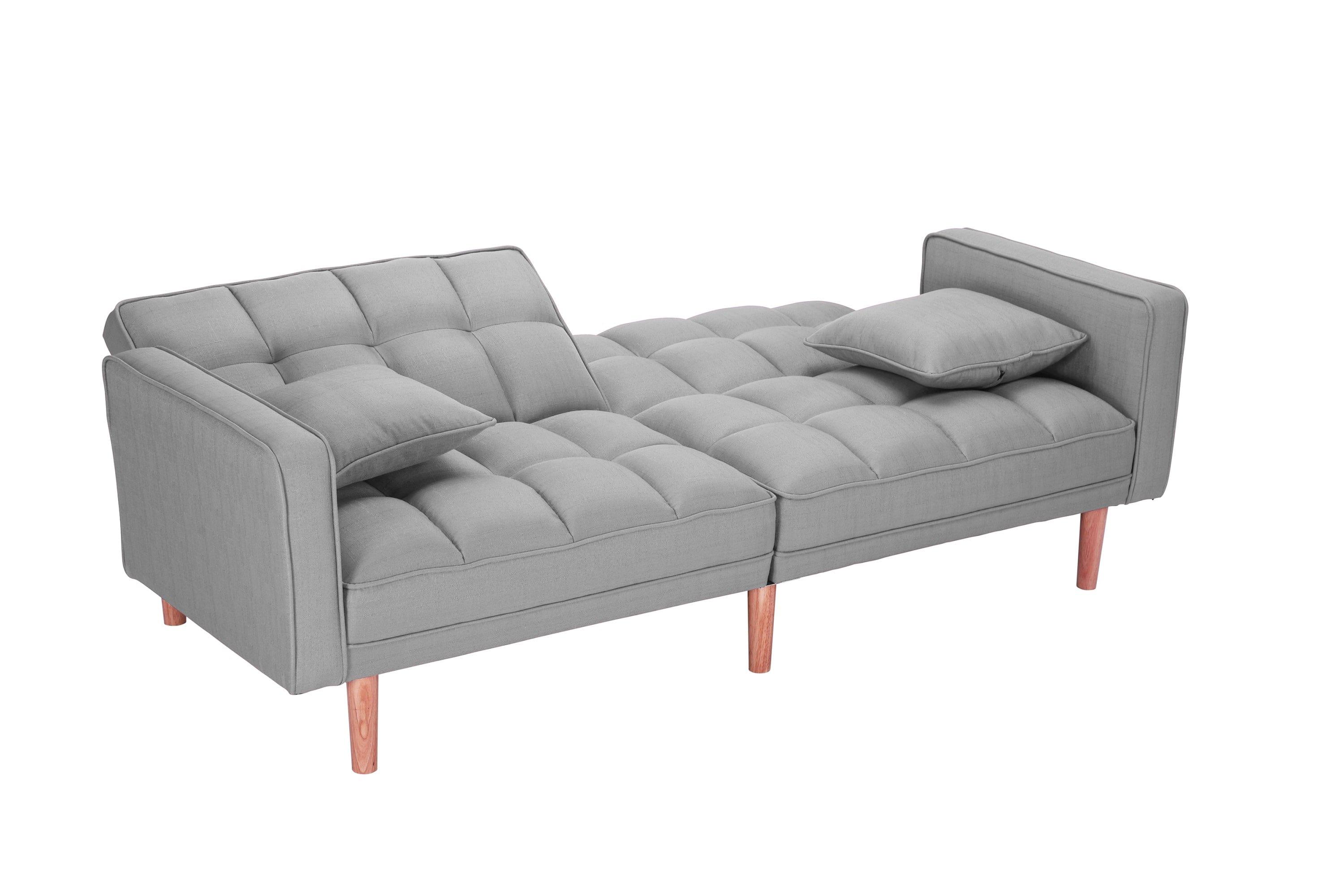 Shop FUTON SLEEPER SOFA WITH 2 PILLOWS LIGHT GREY FABRIC(same as W223S00032、W223S00583、W223S00992) Mademoiselle Home Decor