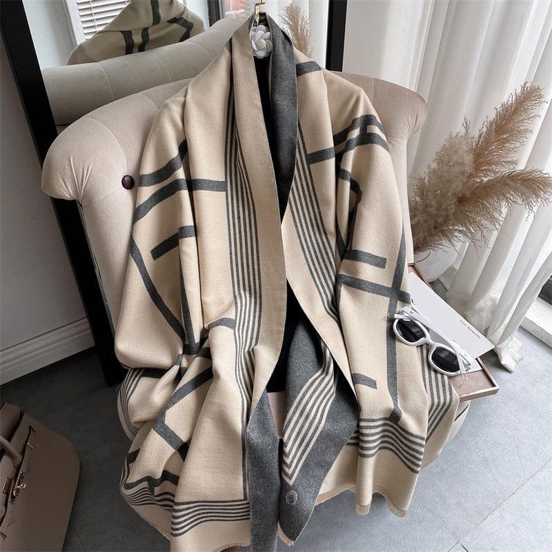 Shop 0 Warm Winter Scarf Cashmere Women Pashmina Design Print Shawls Wrap Female Thick Blanket Soft Bufanda Stoles 2022 Fashion Mademoiselle Home Decor