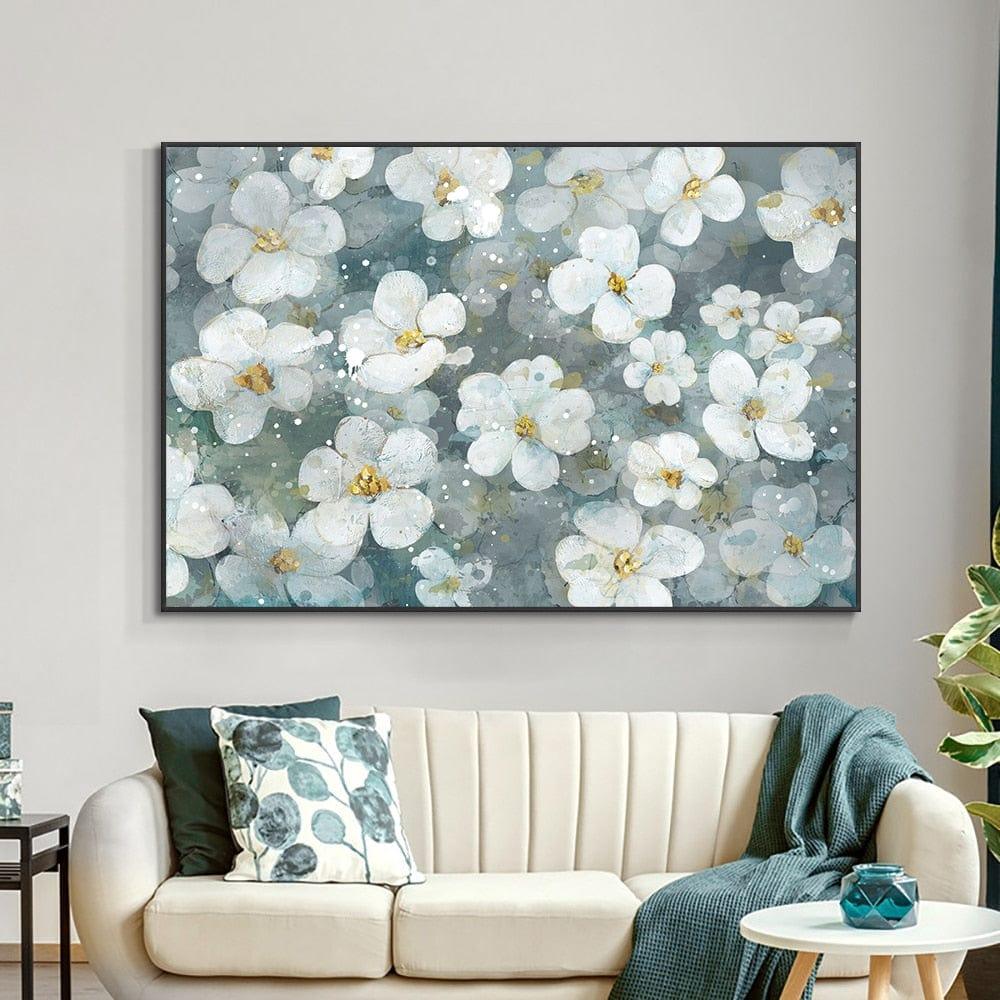 Shop 0 Abstract White Flowers Oil Painting On Canvas Modern Nordic Plant Posters And Prints Wall Art Picture For Living Room Home Decor Mademoiselle Home Decor