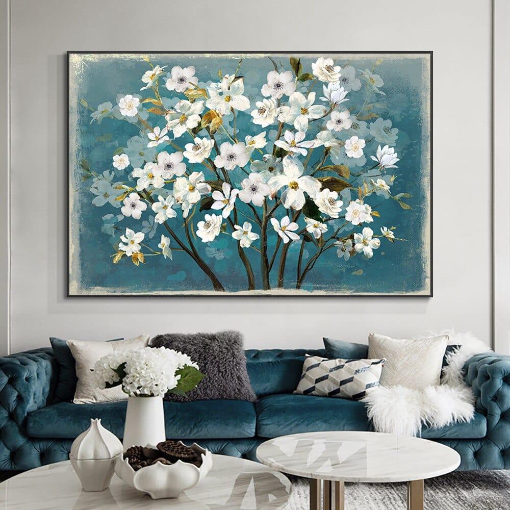 Shop 0 Abstract White Flowers Oil Painting On Canvas Modern Nordic Plant Posters And Prints Wall Art Picture For Living Room Home Decor Mademoiselle Home Decor