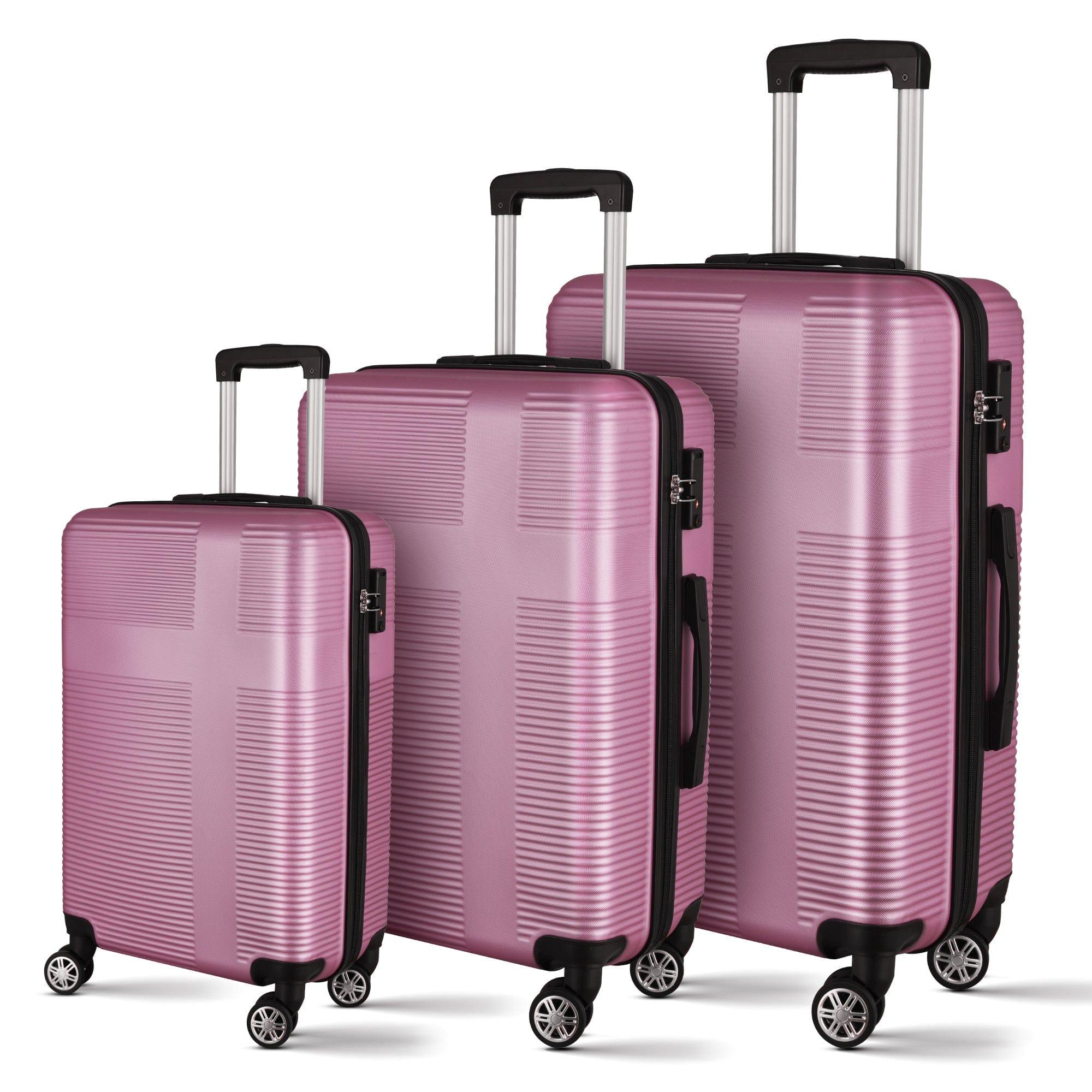Shop 3 Piece Luggage with TSA Lock ABS, Durable Luggage Set, Lightweight Suitcase with Hooks, Spinner Wheels Cross Stripe Luggage Sets 20in/24in/28in Mademoiselle Home Decor