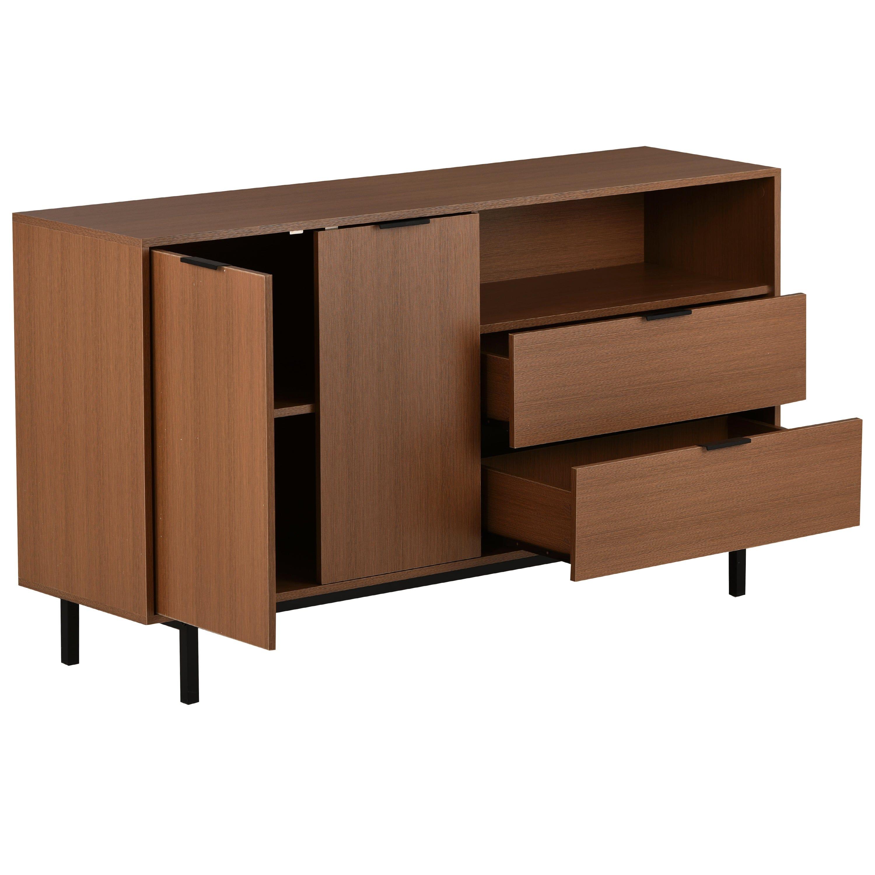 Shop TREXM Contemporary Style Sideboard Large Storage Space Console Table with Metal Legs and Handles (Tan) Mademoiselle Home Decor