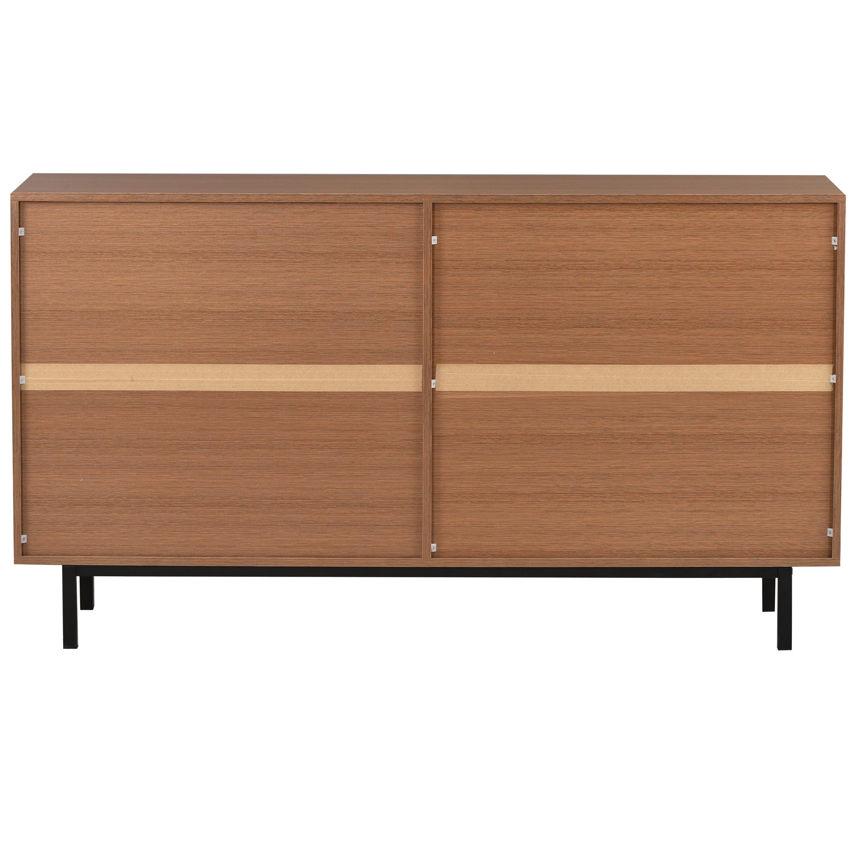 Shop TREXM Contemporary Style Sideboard Large Storage Space Console Table with Metal Legs and Handles (Tan) Mademoiselle Home Decor
