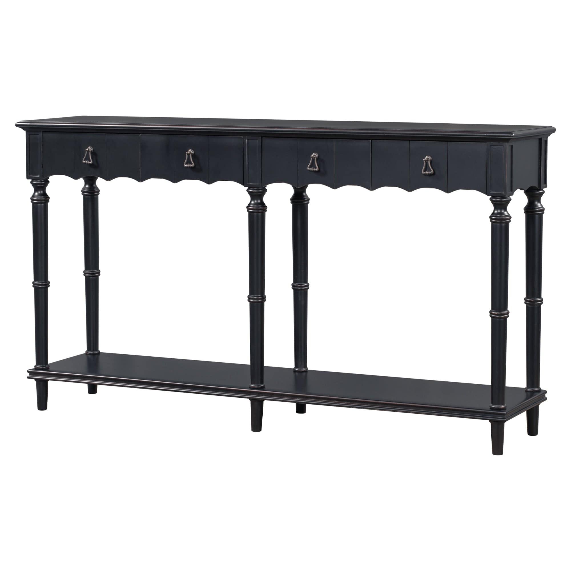 Shop 【Not allowed to sell to Wayfair】【请不要上架至Wayfair平台】 U_STYLE Country Console Table for Hallway Living Room Bedroom with 4 Front Facing Storage Drawers and 1 Shelf Mademoiselle Home Decor