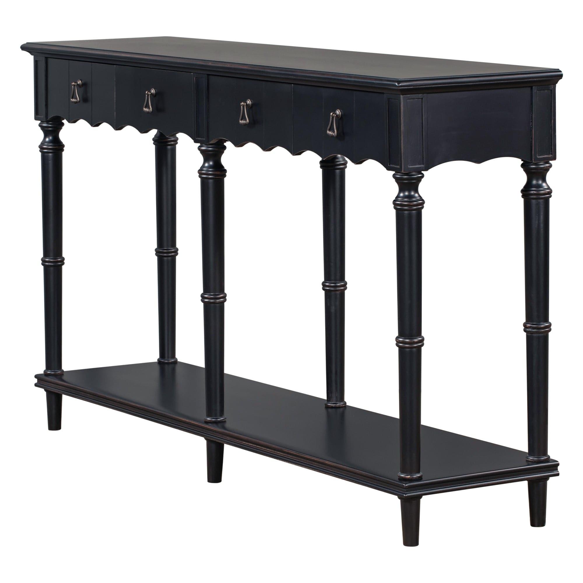 Shop 【Not allowed to sell to Wayfair】【请不要上架至Wayfair平台】 U_STYLE Country Console Table for Hallway Living Room Bedroom with 4 Front Facing Storage Drawers and 1 Shelf Mademoiselle Home Decor