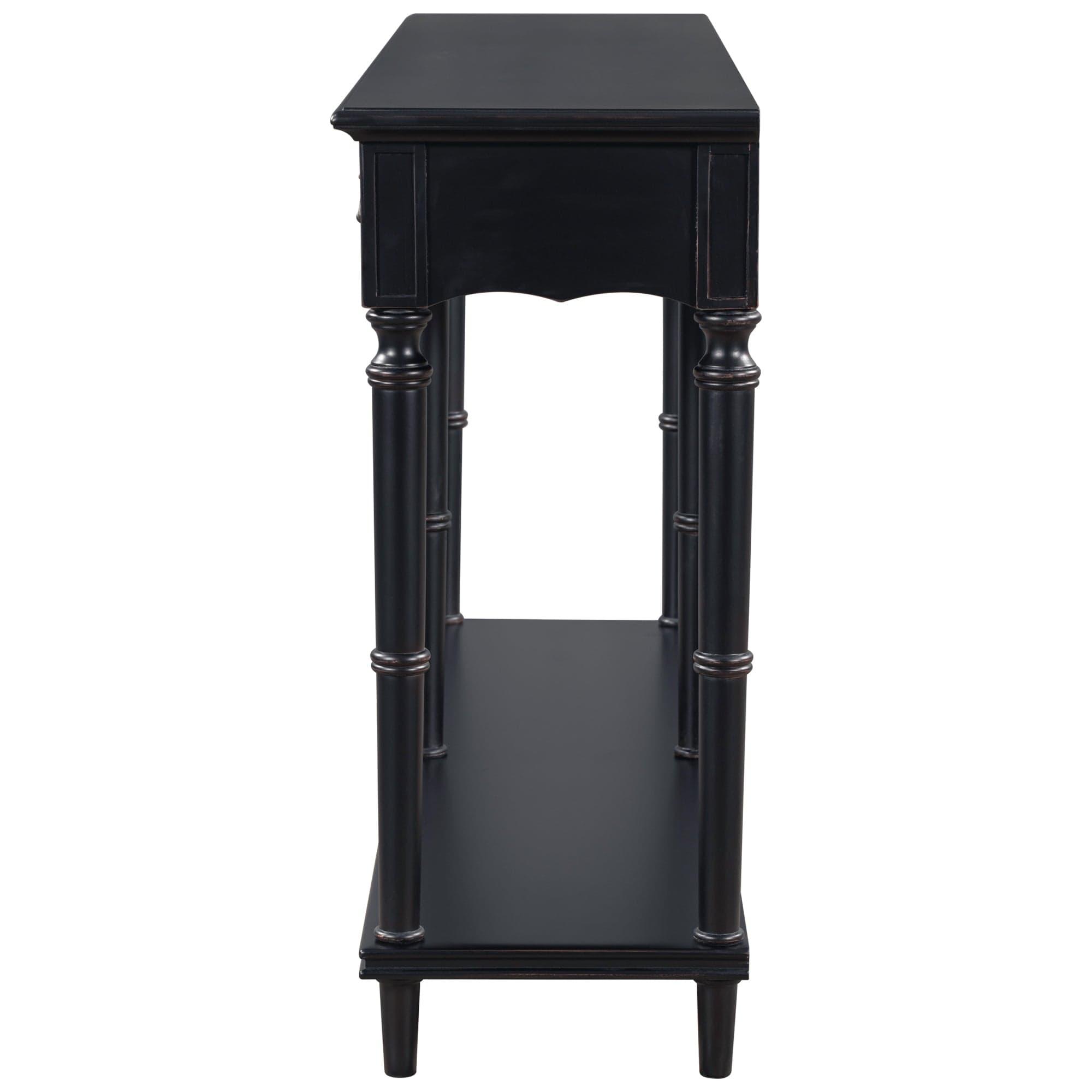 Shop 【Not allowed to sell to Wayfair】【请不要上架至Wayfair平台】 U_STYLE Country Console Table for Hallway Living Room Bedroom with 4 Front Facing Storage Drawers and 1 Shelf Mademoiselle Home Decor