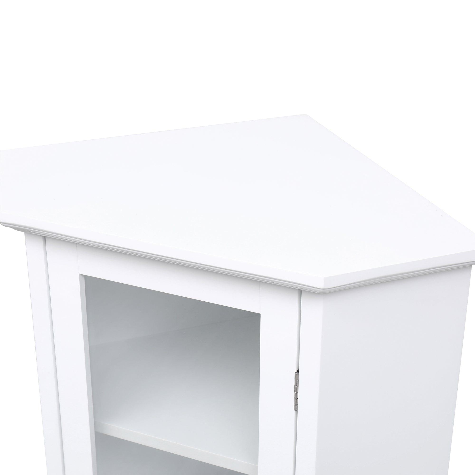 Shop Freestanding Bathroom Cabinet with Glass Door, Corner Storage Cabinet for Bathroom, Living Room and Kitchen, MDF Board with Painted Finish, White Mademoiselle Home Decor