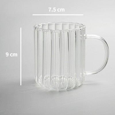 Shop 0 Style B -  350 ml Heat Resistant Glass Striped Water Cup Breakfast Oatmeal Milk Coffee Cup Household Large Capacity Cup Water Cup with Handle Mademoiselle Home Decor