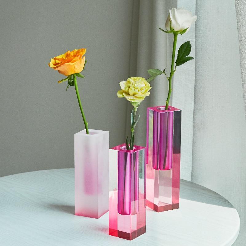 Shop 0 Floriddle Modern Rainbow Pillar Bud Vase Tabletop Glass Vases Luxury Decorative Acrylic Crystal Nordic Room Decoration Home Mademoiselle Home Decor