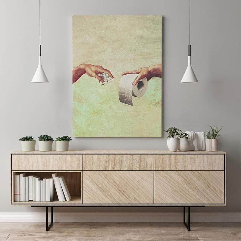 Shop 0 Hand of God and Adam Mural Poster Framed Wooden Frame Canvas Painting Wall Art Decor Living Room Study Home Decoration Prints Mademoiselle Home Decor